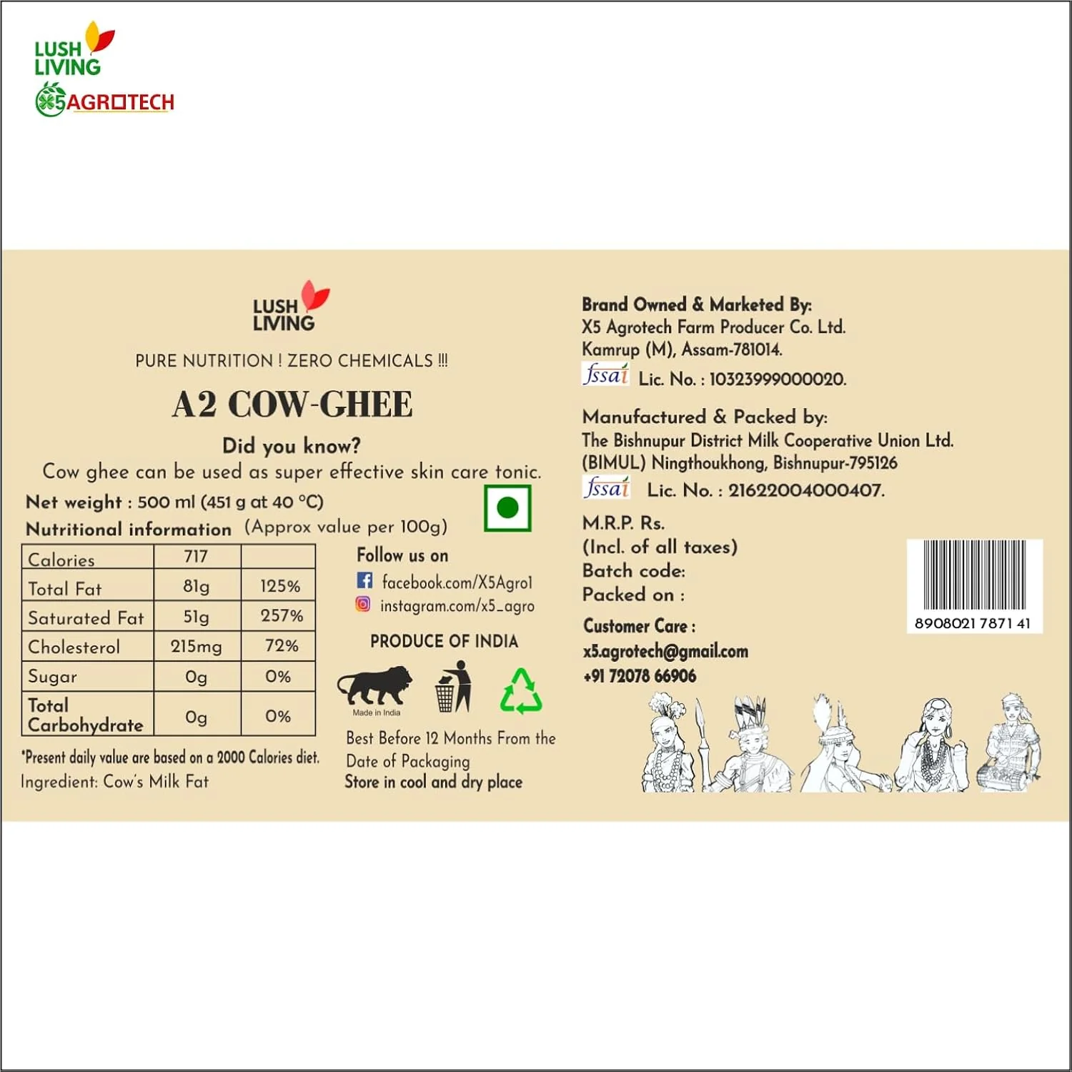 100% Natural A2 Cow Ghee By Lush Living | Rich In Protein Fiber & Delicious Healthy Desi Cow Ghee For Overall Health | 1 Litre (500ml * 2) 33.8 Ounce | Jar Pack - Image 3