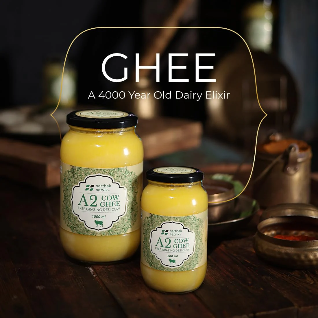 100% Natural A2 Cow Ghee Desi By Sarthak Satvik | Nutrient Rich Ghee Made With Traditional Binola Method Good For Muscles | (500ml) 16.9 Ounce | Jar Pack - Image 5