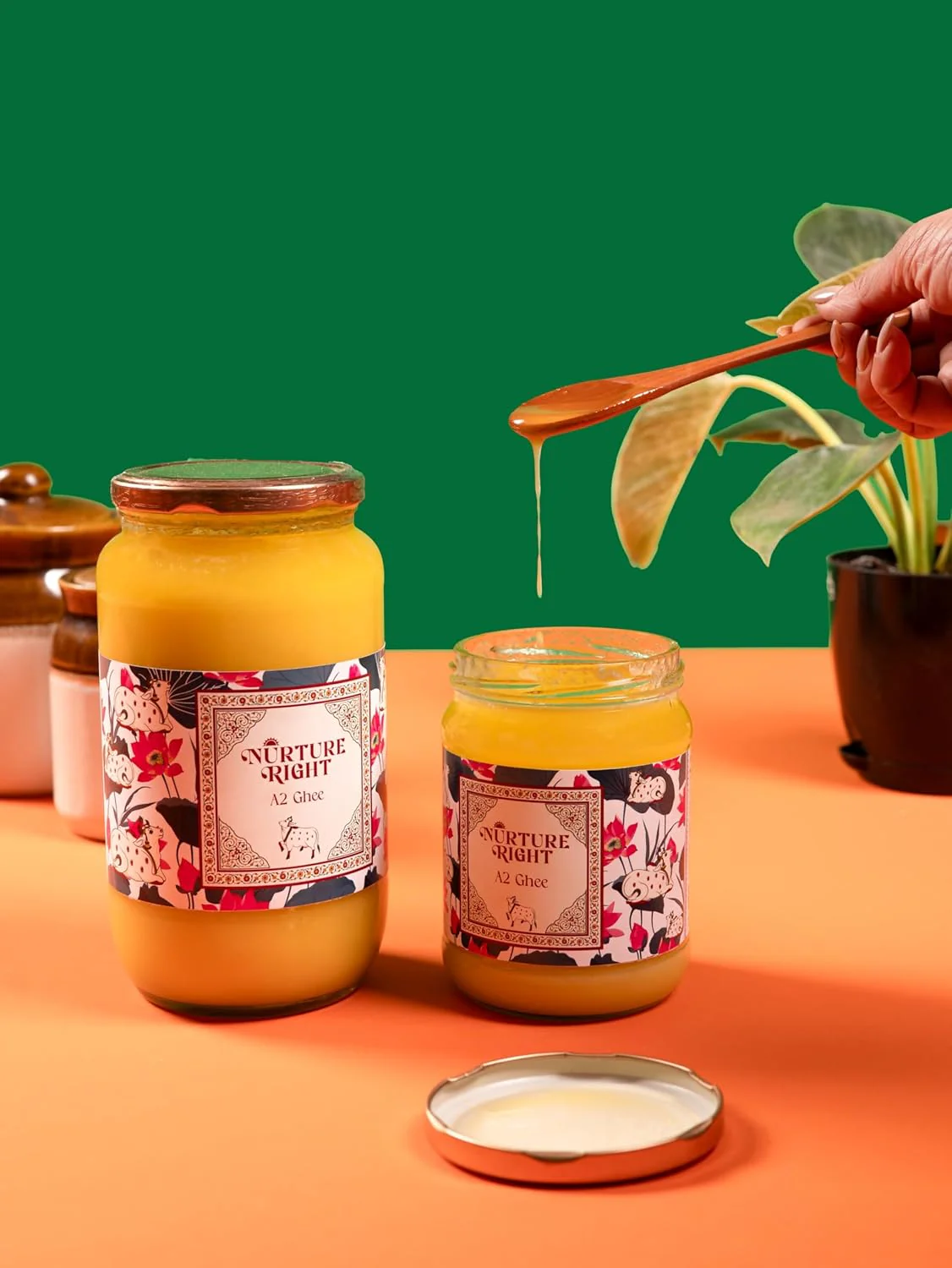 100% Natural A2 Desi Gir Cow Ghee By Nurture Right | Nourishing, Natural & Healthy Desi Ghee Perfect For Bakes Cookies | (500ml) 16.9 Ounce | Jar Pack - Image 3