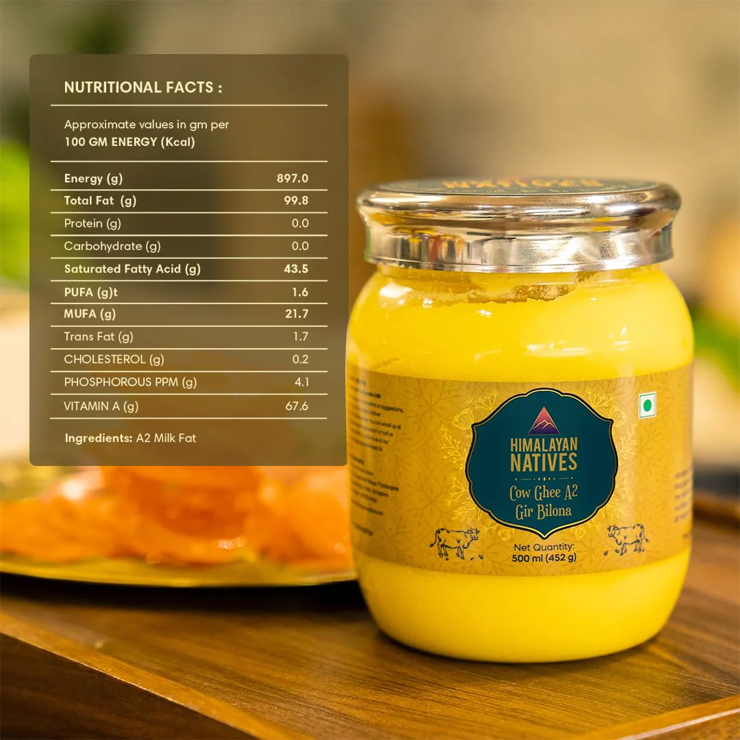 100% Natural A2 Gir Bilona Cow Ghee By Himalayan Natives | Highly & Nutritious Traditional Bilona Method Cow Ghee For Muscles Growth | (500ml) 16.9 Ounce | Jar Pack - Image 2