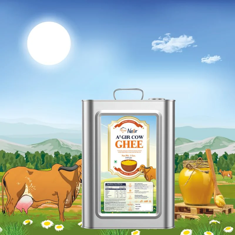 100% Natural A2 Gir Cow Ghee By Netar | Rich In Vitamins A & E Healthy Desi Ghee For Sweets | (5 Litr) 169.0 Ounce | Tin Container - Image 2