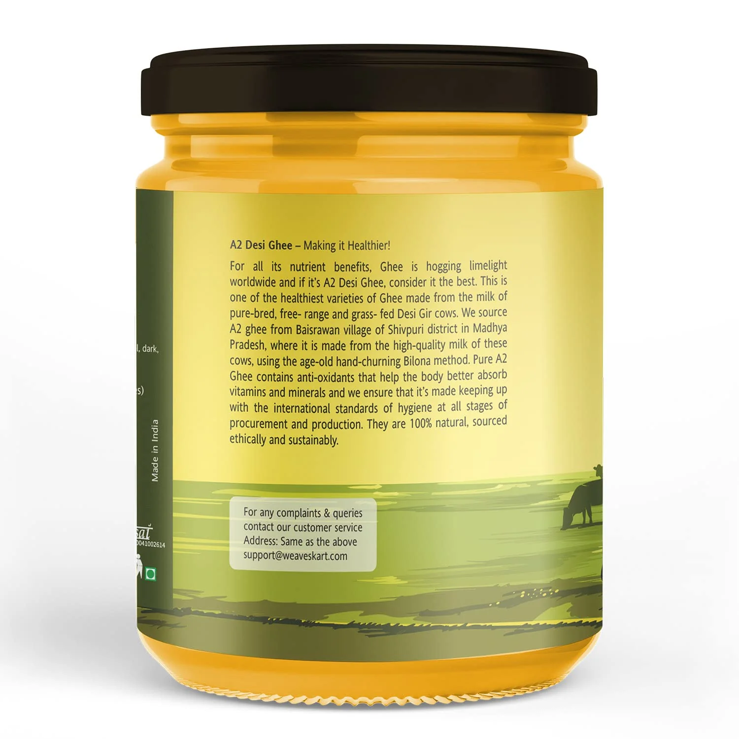 100% Natural A2 Gir Desi Cow Cultured Ghee By Looms & Weaves | Healthy & Delicious Nutrients Pure Desi Ghee Perfect For Protact Eyesight | 1 Litre (500ml * 2) 33.8 Ounce | Jar Pack - Image 5