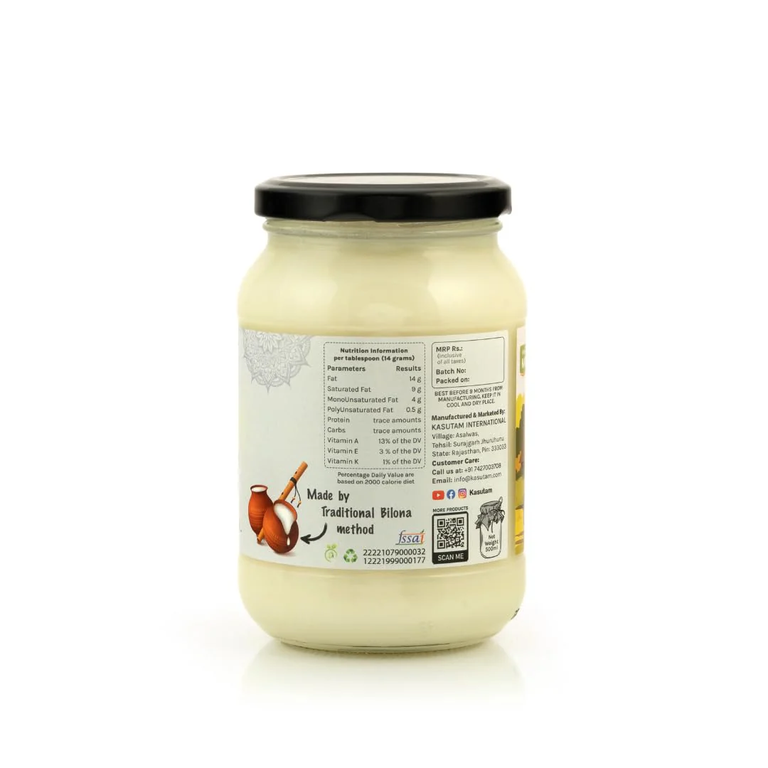 100% Natural Buffalo Cow Ghee By Kasutam | High In Vitamins, Minerals Healthy Desi Cow Ghee Perfect For Enhances Taste | (500ml) 16.9 Ounce | Jar Pack - Image 5