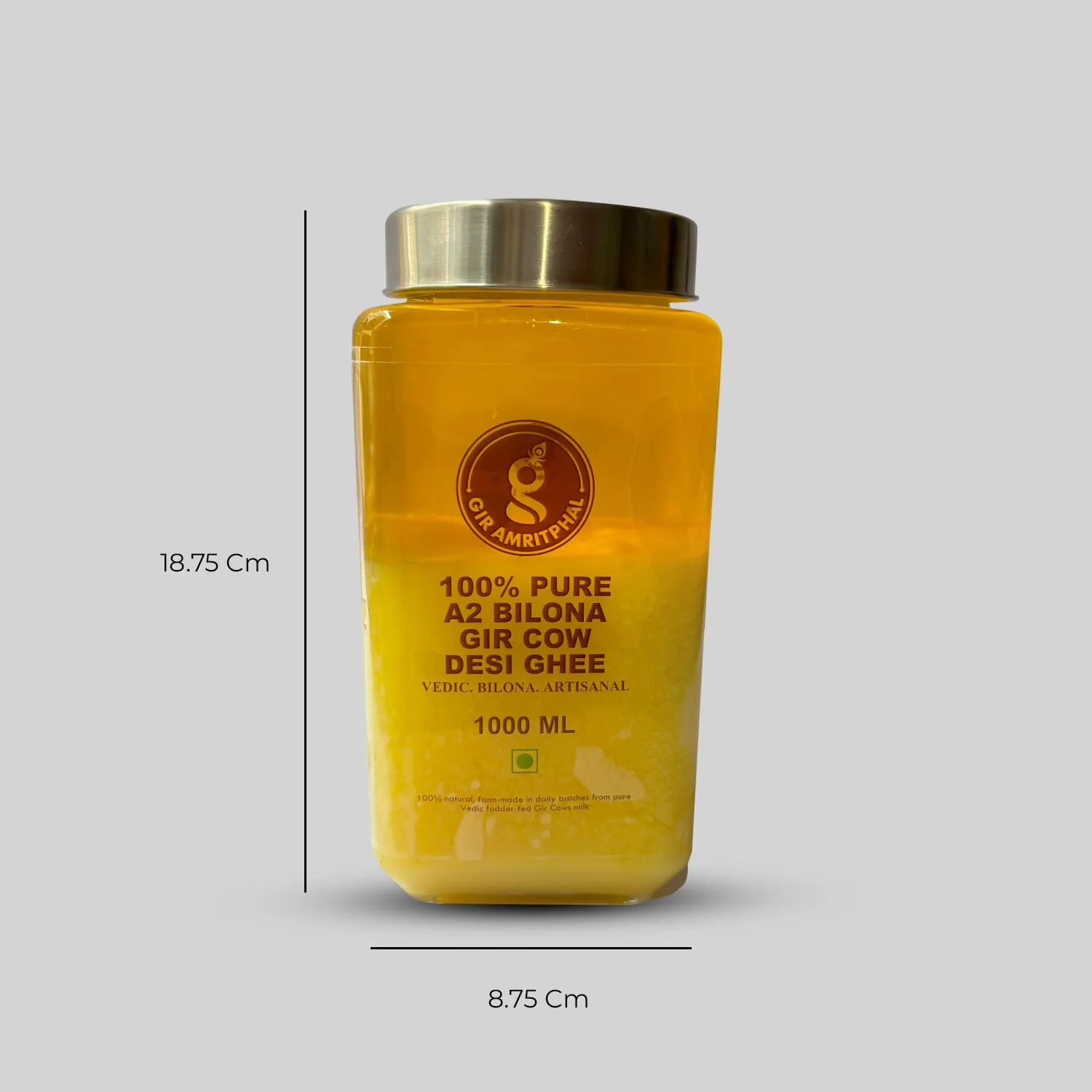 100% Natural Cow Ghee A2 Bilona Gir Cow Desi Ghee By Gir Amritphal | Good Source Of Healthy Desi Cow Ghee Perfect For Improves Hair Health | 2 Litre (1 Litr * 2) 67.6 Ounce | Jar Pack - Image 4