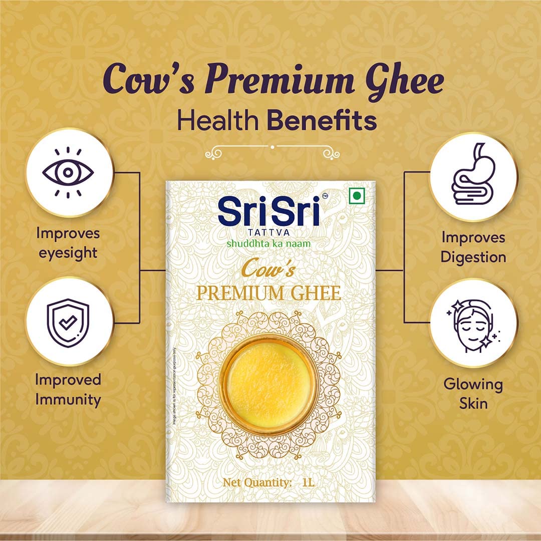 100% Natural Cow Ghee By Sri Sri Tattva Shuddhta Ka Naam | Good Source Of Protein Fiber Healthy Desi Ghee Perfect For Health Health | 3 Litre (1 Litr * 3) 101.4 Ounce | Box Pack - Image 5