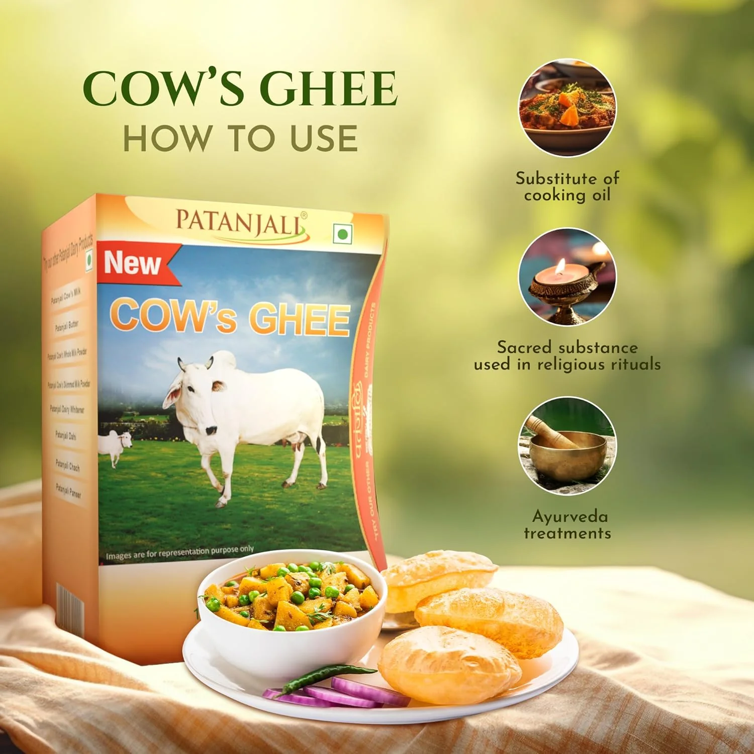 100% Natural Cow'S Ghee By Patanjali | High In Vitamins A, D & Healthy Desi Ghee Good For Dishes | (1 Litr) 33.8 Ounce | Box Pack - Image 4