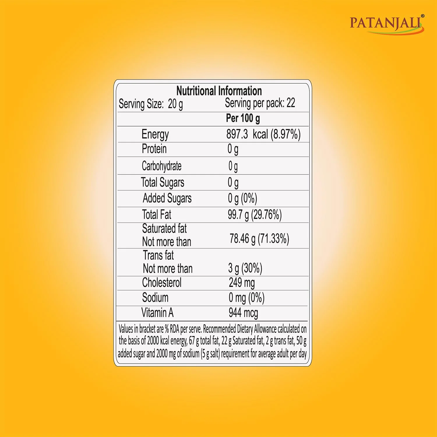 100% Natural Cow'S Ghee By Patanjali | High In Vitamins A, D & Healthy Desi Ghee Good For Parathe | (500ml) 16.9 Ounce | Box Pack - Image 3