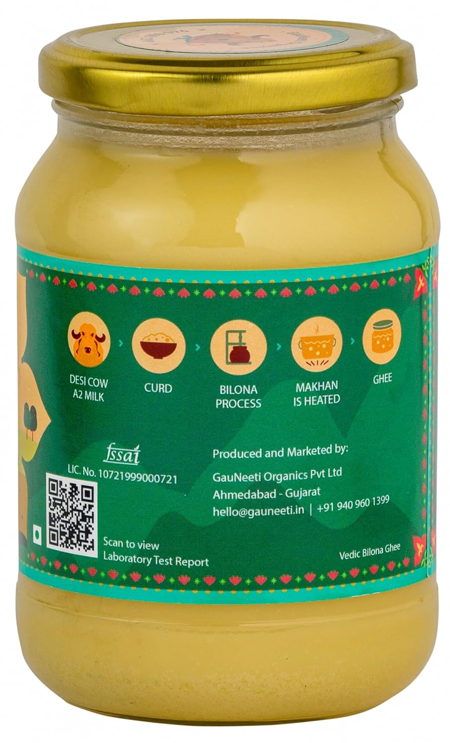 100% Natural Desi Cow Bilona Ghee By Gauneeti | Good Source Of Protein Fiber Healthy Desi Ghee For Moisturizing & Nourishing | (500ml) 16.9 Ounce | Jar Pack - Image 3