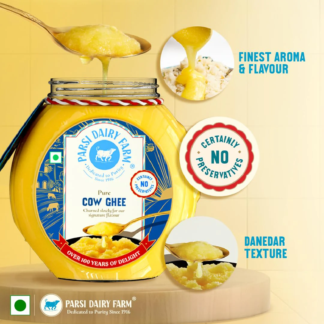 100% Natural Desi Cow Ghee By Parsi Dairy Farm'S | Pure Healthy Cow Ghee Perfect For Body Energy | (1 Litr) 33.8 Ounce | Jar Pack - Image 4