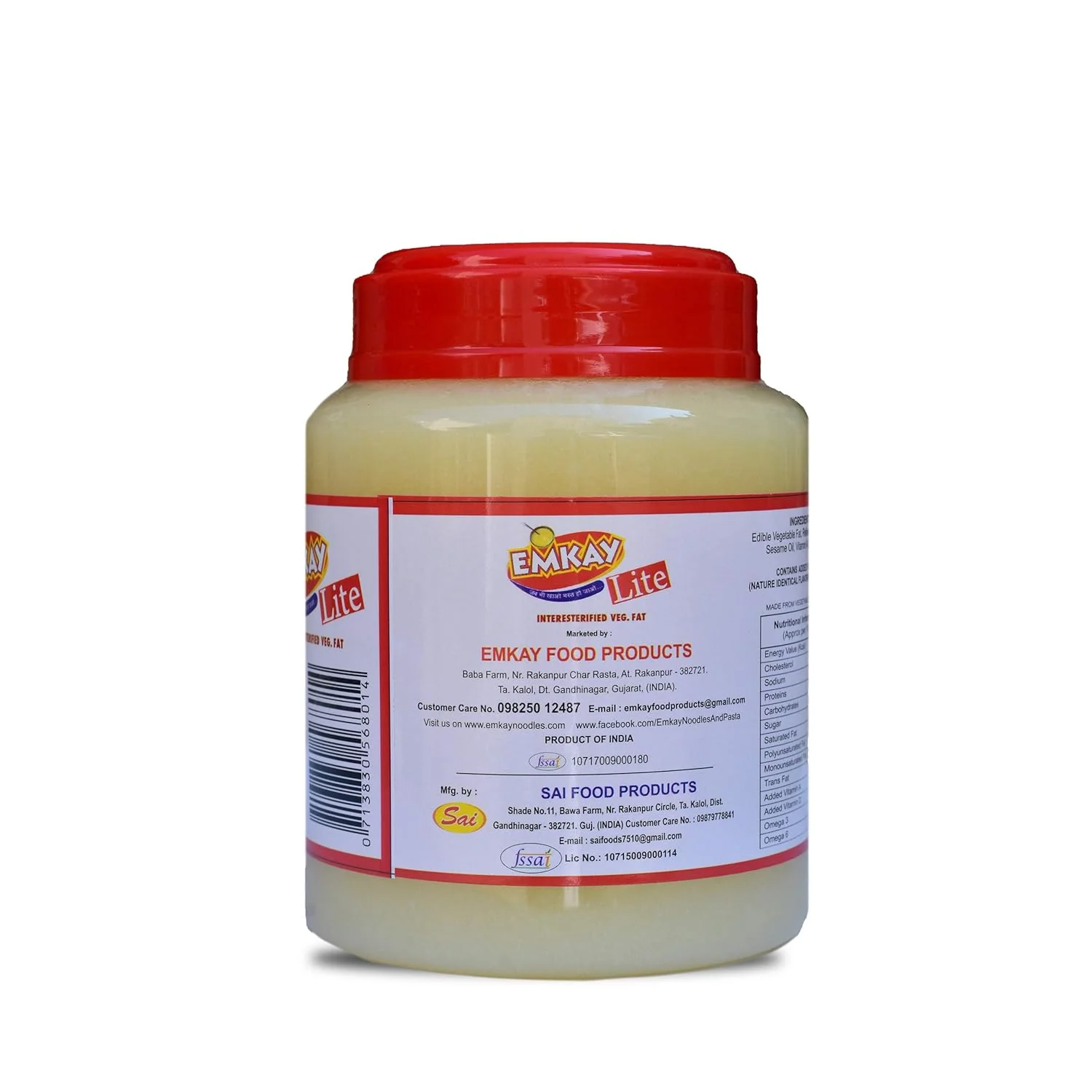 100% Natural Lite Interesterified Veg Fat Vegan Fat Desi Ghee By Emkay | Rich In Vitamin A & D Healthy Pure Desi Ghee Good For Bakes Cookies | (500ml) 16.9 Ounce | Jar Pack - Image 2