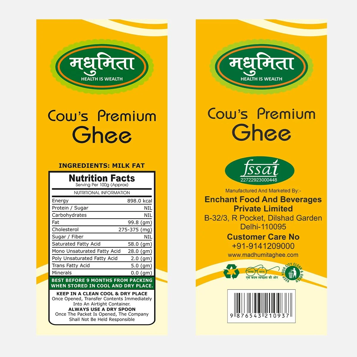 100% Natural Pure Cow Desi Ghee By Madhumita | Curd-Churned Bilona Method Healthy Nutrients Desi Cow Ghee For Taste | (1 Litre) 33.8 Ounce | Box Pack - Image 3