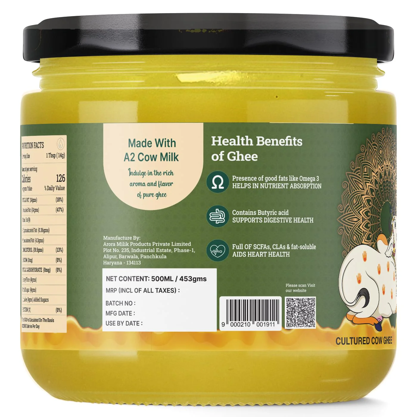 100% Pure A2 Cow Ghee (250ml) 8.4 Ounce & A2 Murrah Buffalo Ghee (500ml) 16.9 Ounce By AMP Purely Moo | Healthy & Nutrients Protein Fiber Ghee Good For Frying | Jar Pack - Image 5