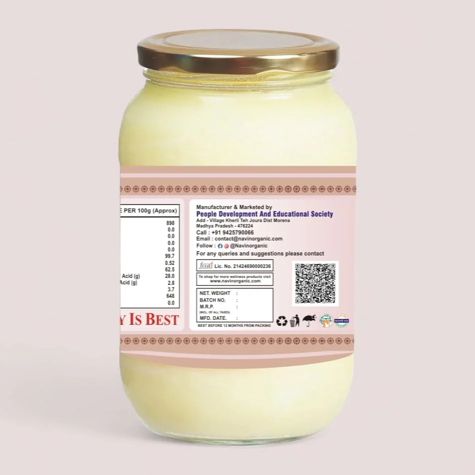 100% Pure A2 Desi Buffalo Bilona Ghee By Navin Organic | Rich In Nutrients & Delicious Healthy Desi Buffalo Ghee Good For Bones Health | 500ml (250ml * 2) 16.9 Ounce | Jar Pack - Image 2