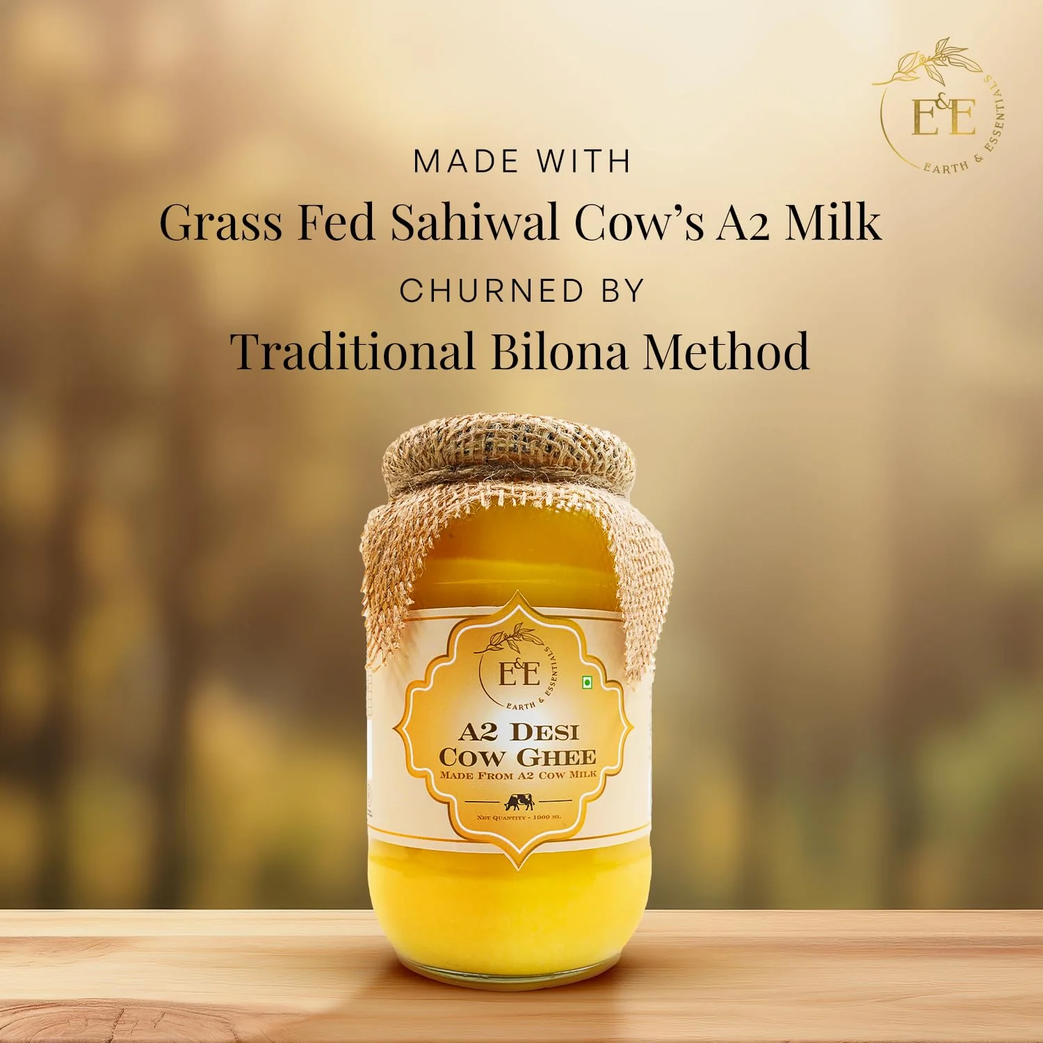 100% Pure A2 Desi Cow Ghee By Earth And Essentials | Made With Ancient Bilona Method Natural & Healthy Danedar Ghee Ideal For Baking | 2 Liters (1 Litr * 2) 67.6 Ounce | Jar Pack - Image 3