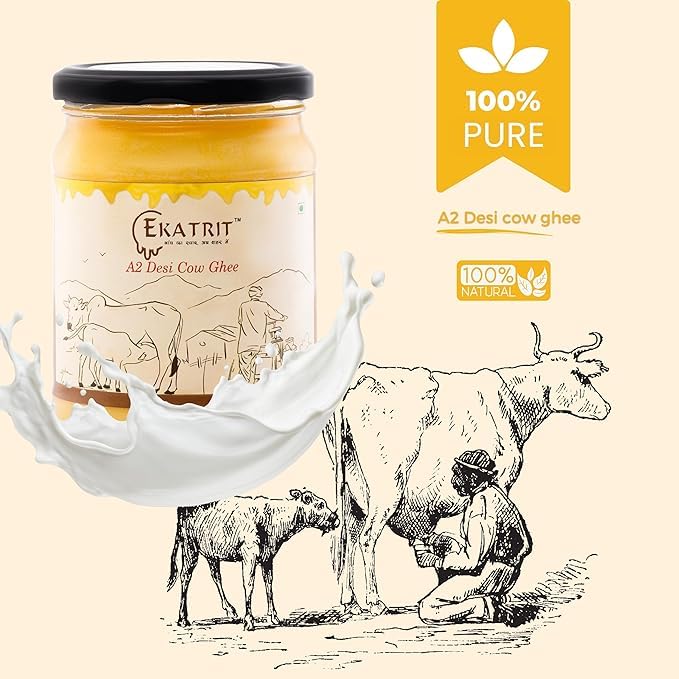 100% Pure A2 Desi Cow Ghee By Ekatrit | Natural & Healthy Fragrance Belona Cow Ghee Perfect For Pooja | (500ml) 16.9 Ounce | Jar Pack - Image 4