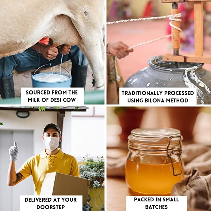 100% Pure A2 Desi Cow Ghee By Healthy Roots | Natural & Healthy Gir Cow Cultured Desi Ghee Good For Muscles | 500ml (250ml * 2) 16.9 Ounce | Jar Pack - Image 5