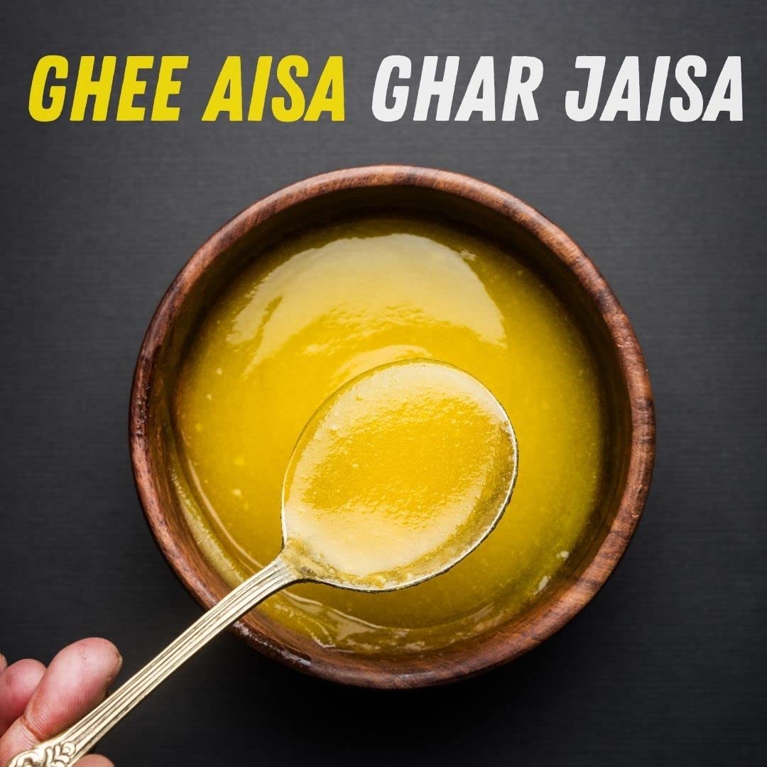 100% Pure A2 Desi Cow Ghee By Healthy Roots | Natural & Healthy Gir Cow Cultured Desi Ghee Perfect For Diet | (1 Litr) 33.8 Ounce | Jar Pack - Image 4