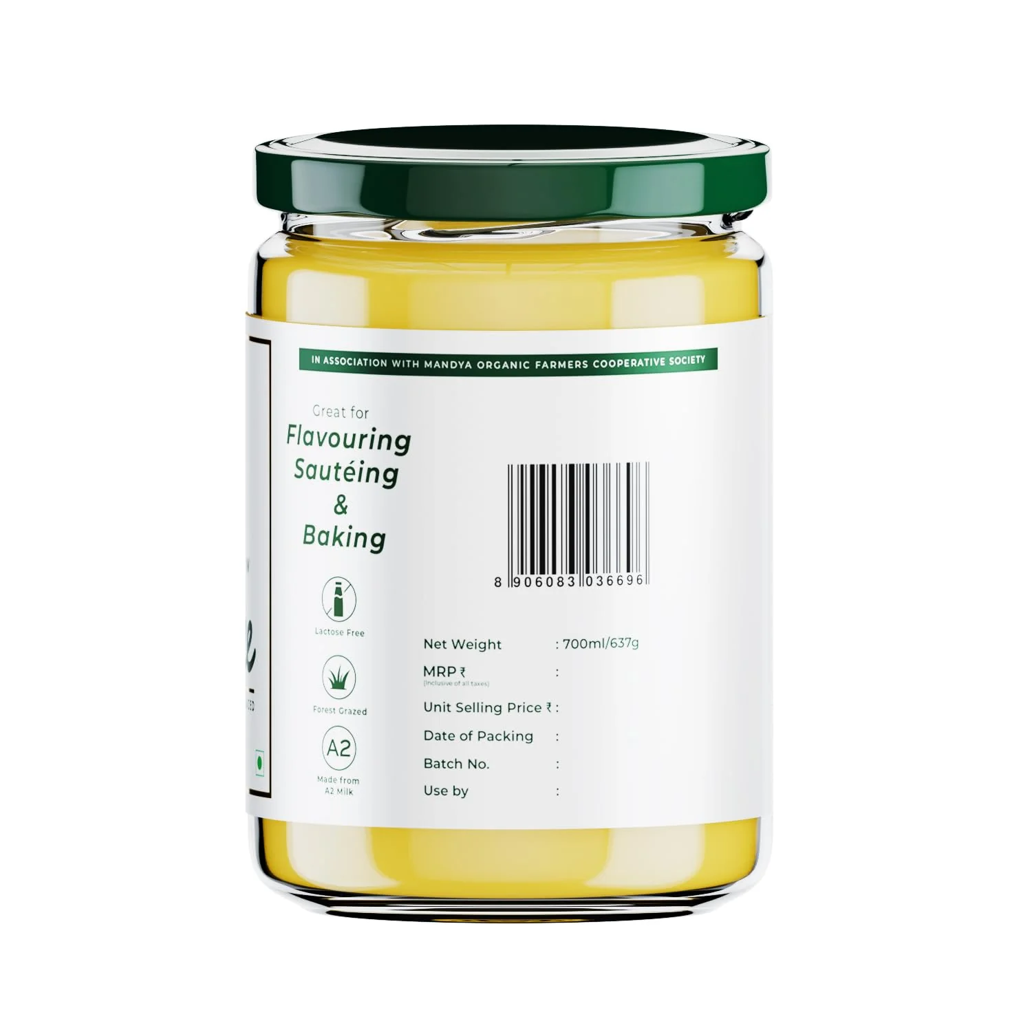 100% Pure A2 Desi Cow Ghee By Organic Mandya | Highly Nutritious Helps Keep Your Boost Energy Desi Cow Ghee | (700ml) 23.6 Ounce | Jar Pack - Image 2