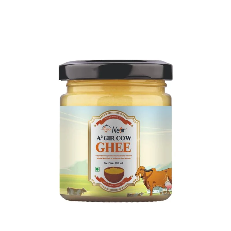 100% Pure A2 Gir Cow Ghee By Netar | Rich In Vitamins A, E Healthy Desi Danedar Ghee For Boost Immunity | 300ml (100ml * 3) 10.1 Ounce | Jar Pack