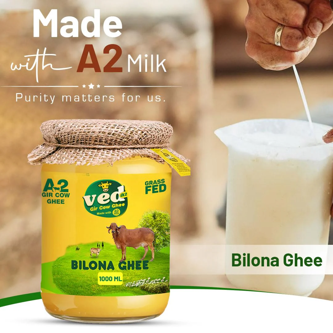 100% Pure A2 Gir Cow Ghee By Ved-A2 | Traditional Bilona Method Healthy Desi Ghee Good For Baking | (1 Litr) 33.8 Ounce | Jar Pack - Image 2