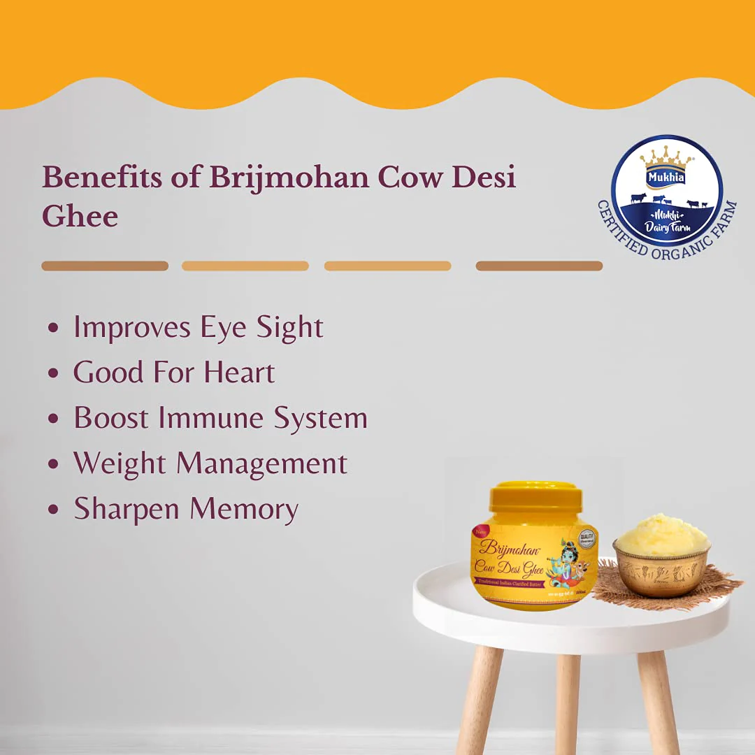 100% Pure Cow Desi Ghee By Brijmohan | Rich In Calcium & Minerals Healthy Desi Cow Ghee Good For Weight Managements | 1 Litre (500ml * 2) 33.8 Ounce | Jar Pack - Image 2