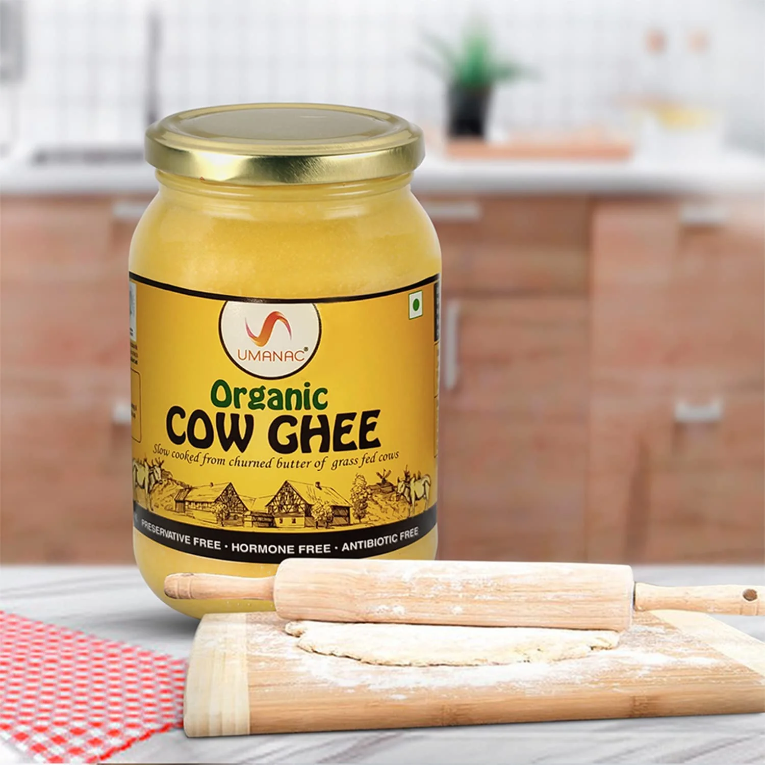 100% Pure Cow Ghee Cow Ghee By Umanac | Traditional Hand Churned Bilona Method Desi Ghee Good For Glowing Skin | (500ml) 16.9 Ounce | Jar Pack - Image 4