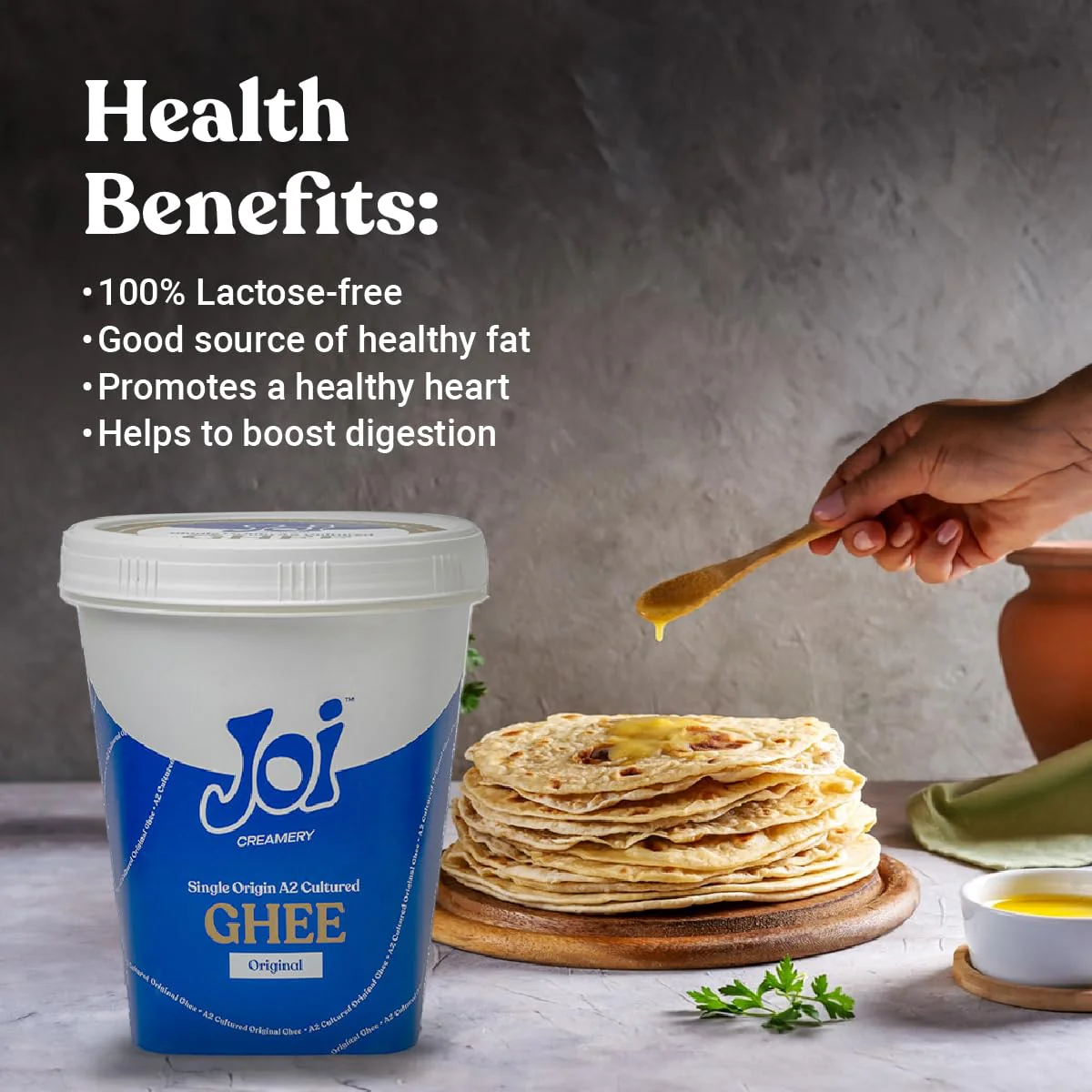 100% Pure Cultured Original A2 Cow Desi Ghee By Joi | Good Source Of Protein Fiber Healthy Desi Ghee Perfect For Cooking | (1 Litre) 33.8 Ounce | Plastic Jar - Image 2