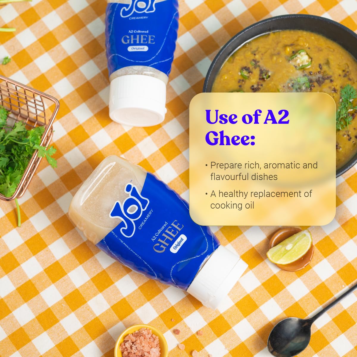 100% Pure Cultured Original A2 Cow Desi Ghee By Joi | Good Source Of Protein Fiber Healthy Desi Ghee Perfect For Diet | (350ml) 11.8 Ounce | Plastic Bottle - Image 3