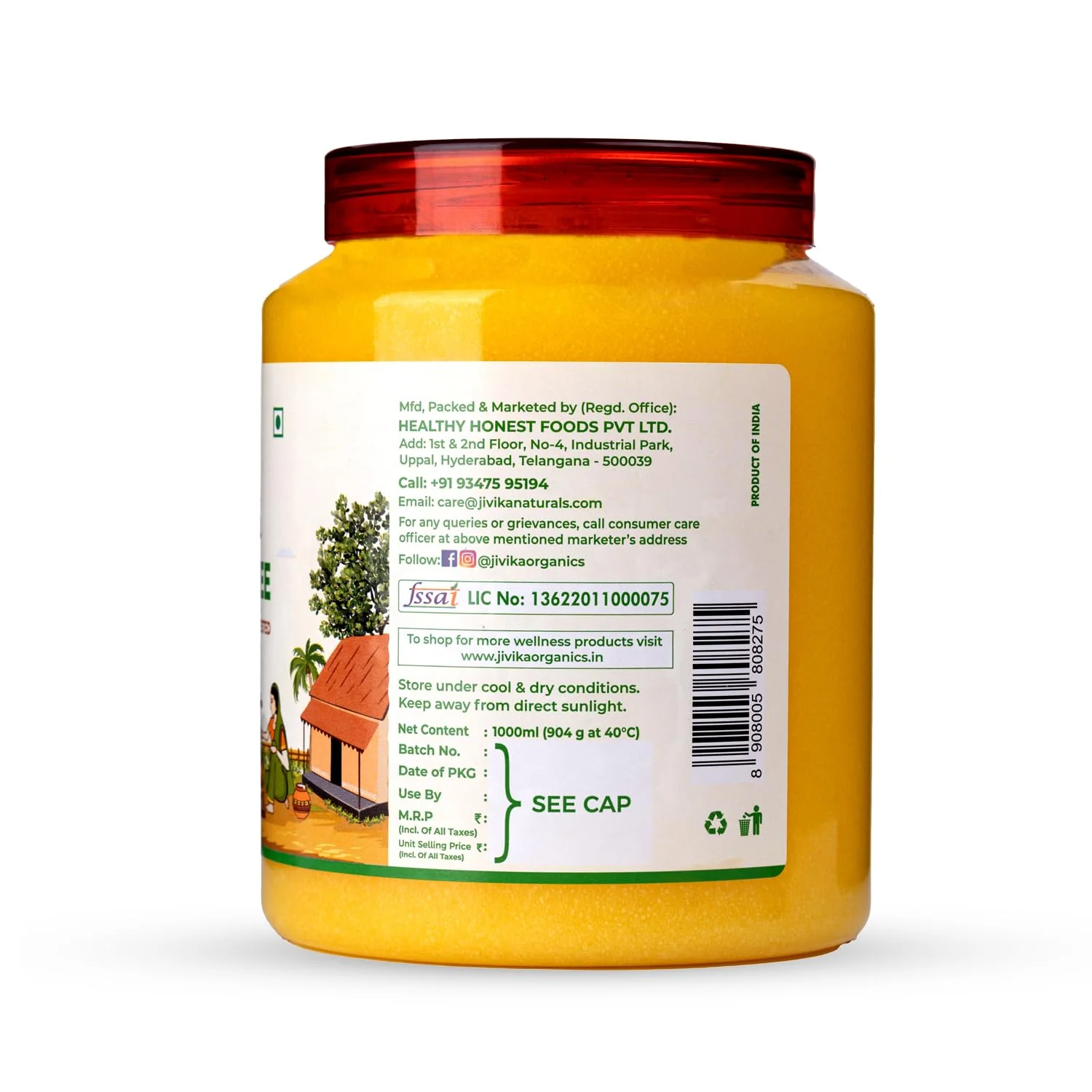 100% Pure Desi Cow Ghee By Jivika Naturals | Good Source Of Vitamin A & Healthy Desi Ghee Perfect For Digestive Health | (1 Litre) | 33.8 Ounce | Jar Pack - Image 4