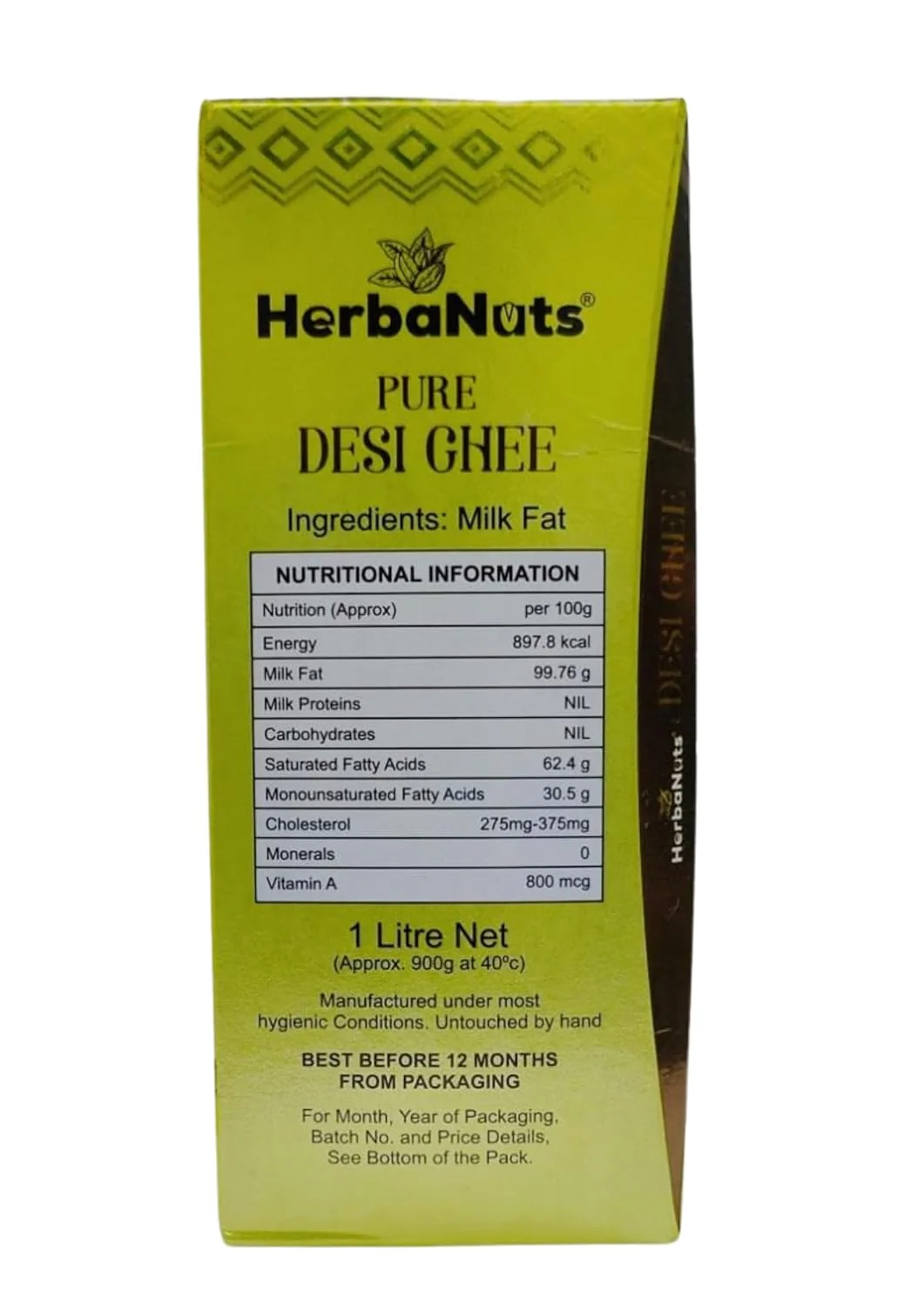 100% Pure Desi Ghee By Herbanuts | High In Protein Fiber Healthy Desi Cow Ghee Perfect For Improves Digestion | (1 Litr) 33.8 Ounce | Box Pack - Image 3