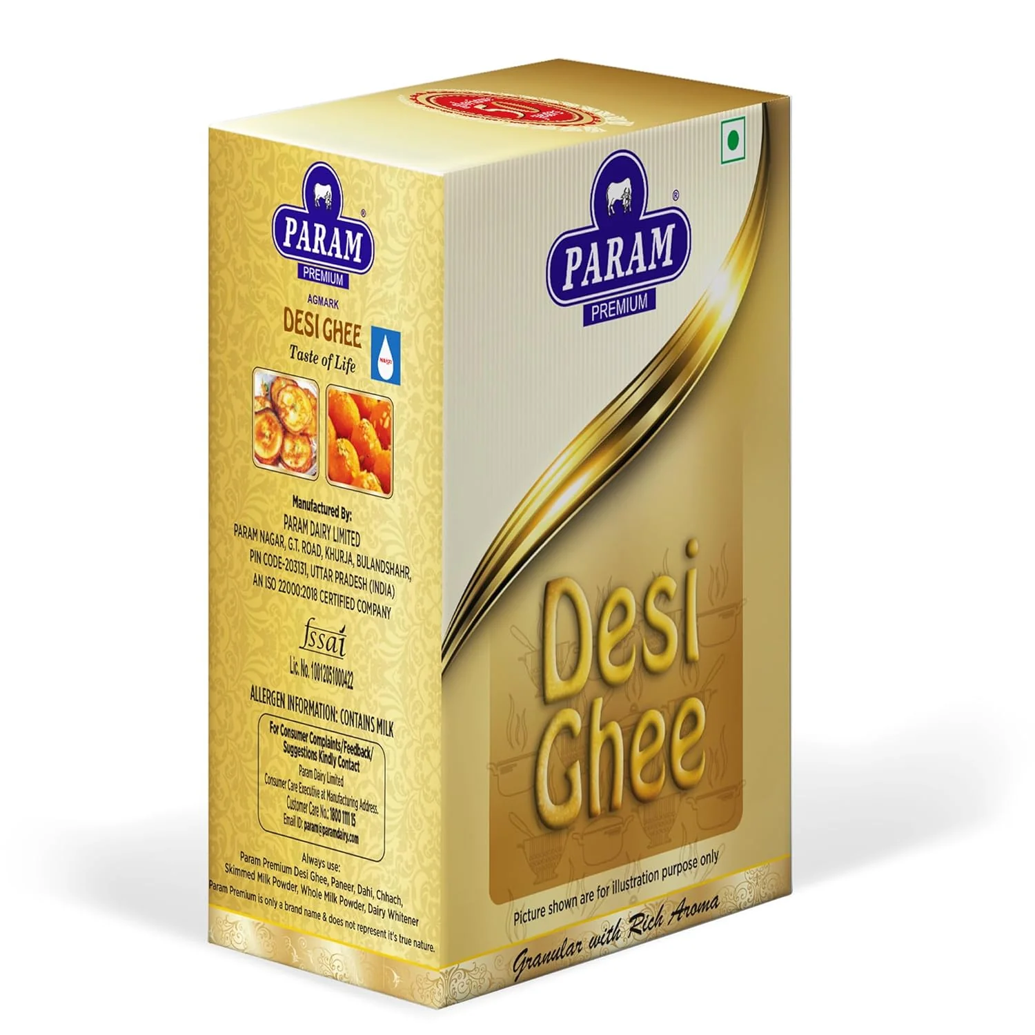 100% Pure Desi Ghee By Param Premium | Naturally Desi Ghee With Rich Aroma For Better Digestion & Immunity Good For Frying | (1 Litr) 33.8 Ounce | Box Pack - Image 2