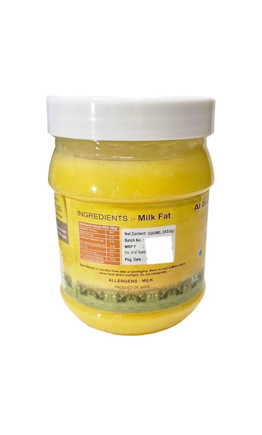 100% Pure Gir Cow'S Pure Desi Ghee By Al Qusai | Good Source Of Energy & Nutrients Healthy Desi Ghee Perfect For Parathe | (250ml) 8.4 Ounce | Jar Pack - Image 2