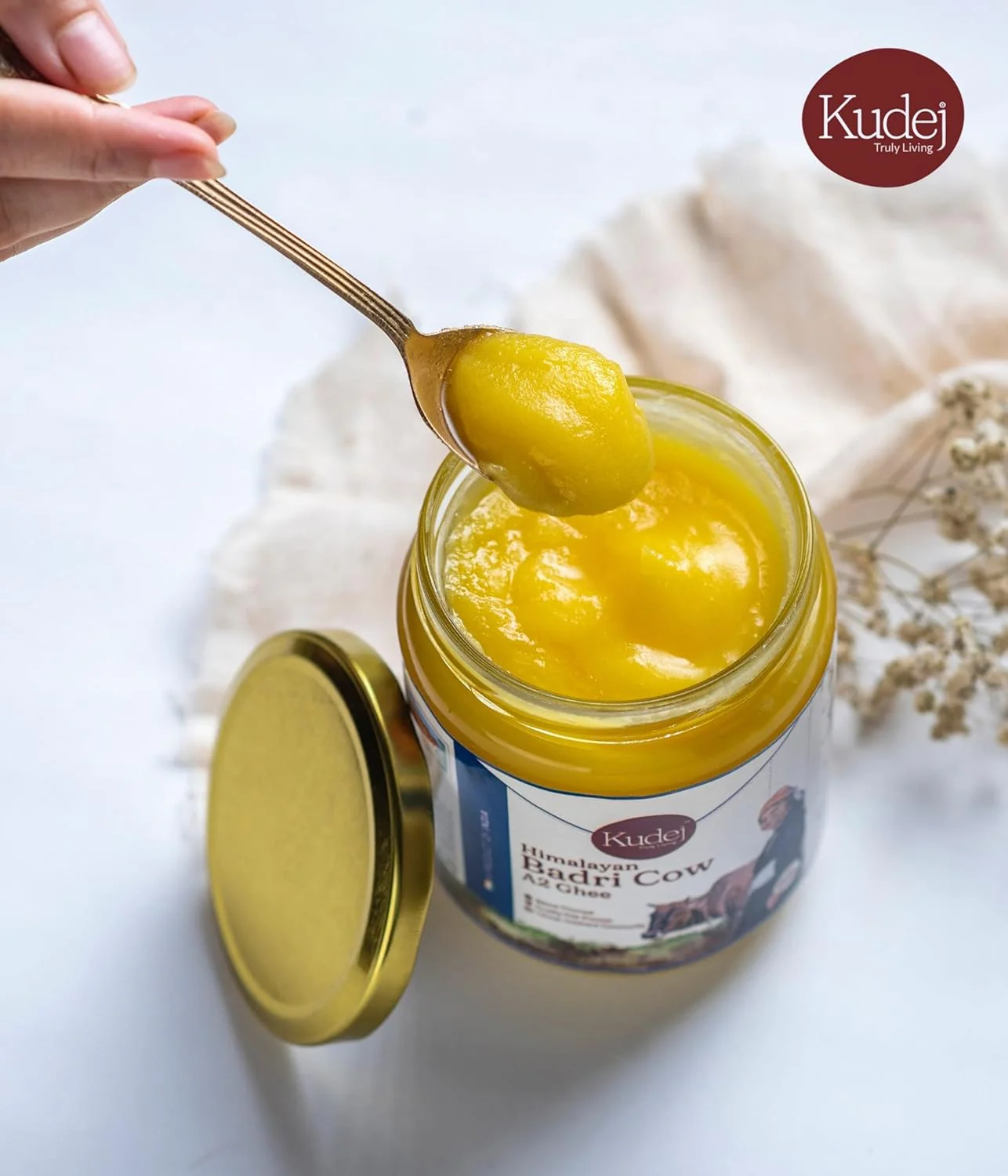 100% Pure Himalayan A2 Desi Badri Cow Ghee By Kudej | Rich In Nutrients Healthy Desi Ghee Helps To Boosts Brain Memory | (250ml) 8.4 Ounce | Jar Pack - Image 5