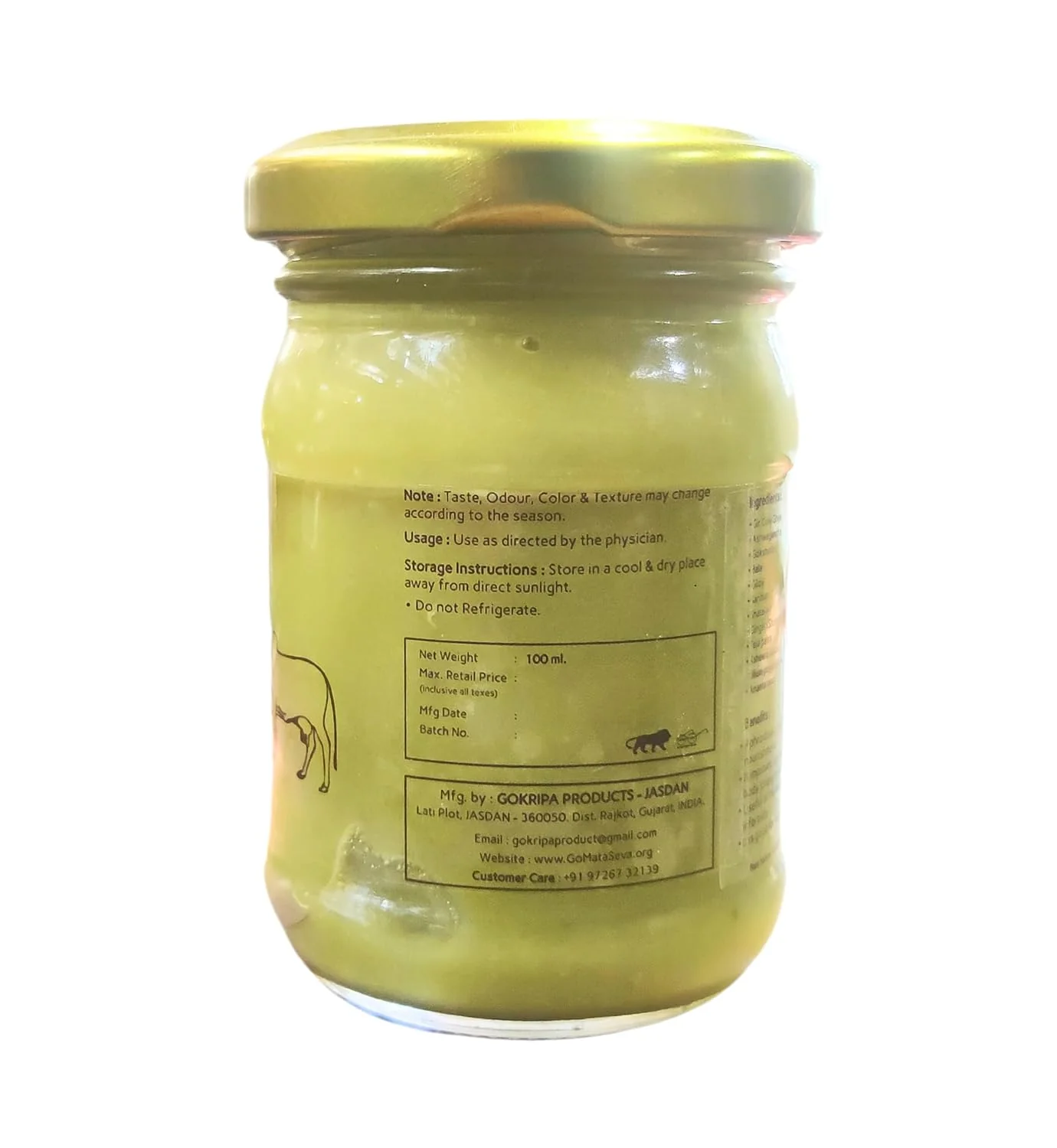 100% Pure Kamdev Ghrita Ghee By Goseva | High In Protein Fiber Healthy Desi Ghee Good For Improving Body Strength | (100ml) 3.3 Ounce | Jar Pack - Image 3