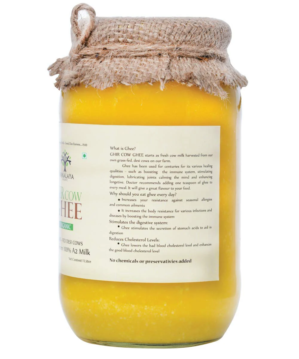 100% Pure Organic Desi Gir Cow Ghee By Vanalaya | Rich Source Of Vitamin A & Healthy Delicious Pure Desi Ghee | (1 Litr) 33.8 Ounce | Jar Pack - Image 4