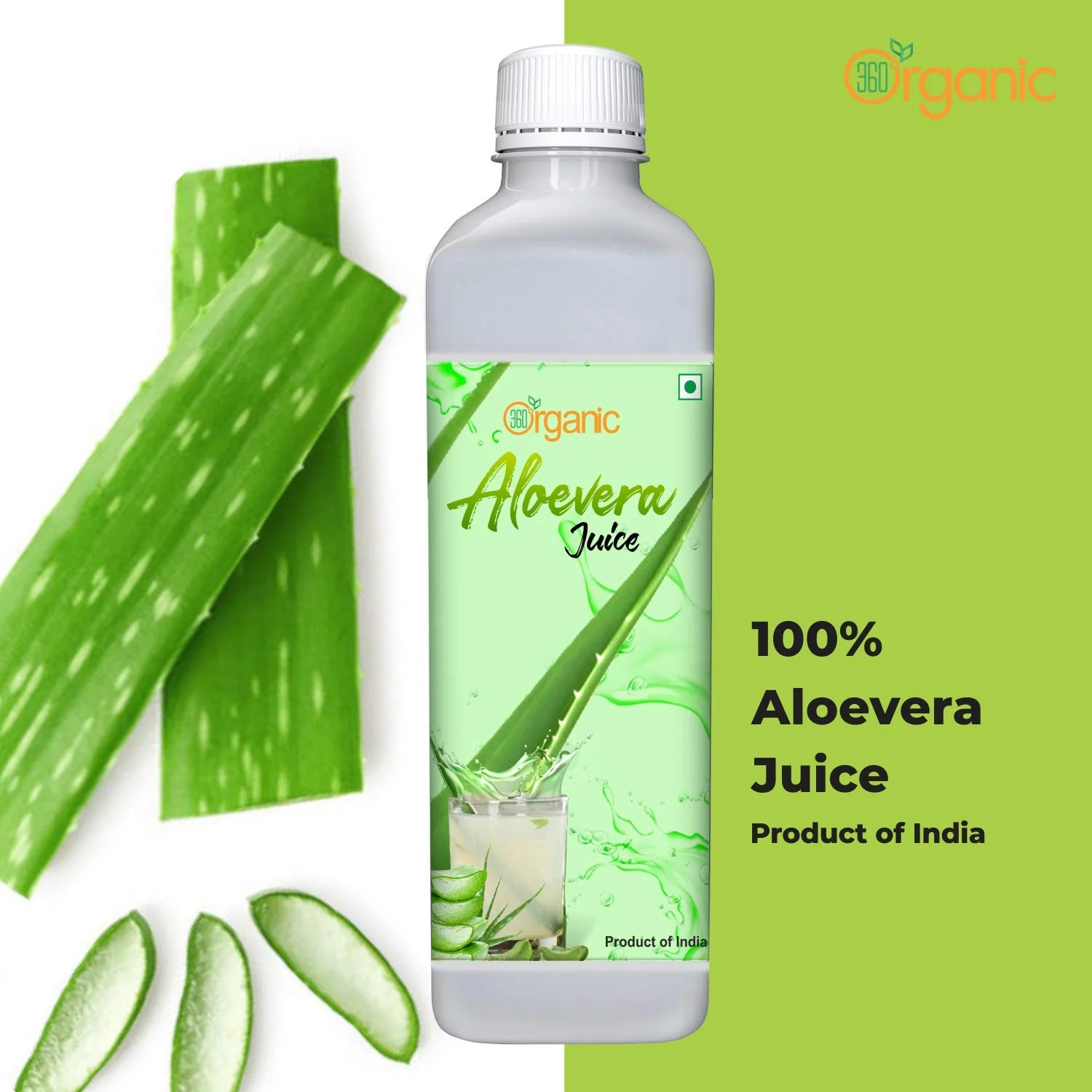 360 Degree Organic Aloe Vera Juice For Skin And Hair No Added Sugar, Rich In Vitamins, Minerals & Antioxidants | 500ml 1.1lbs - Image 2