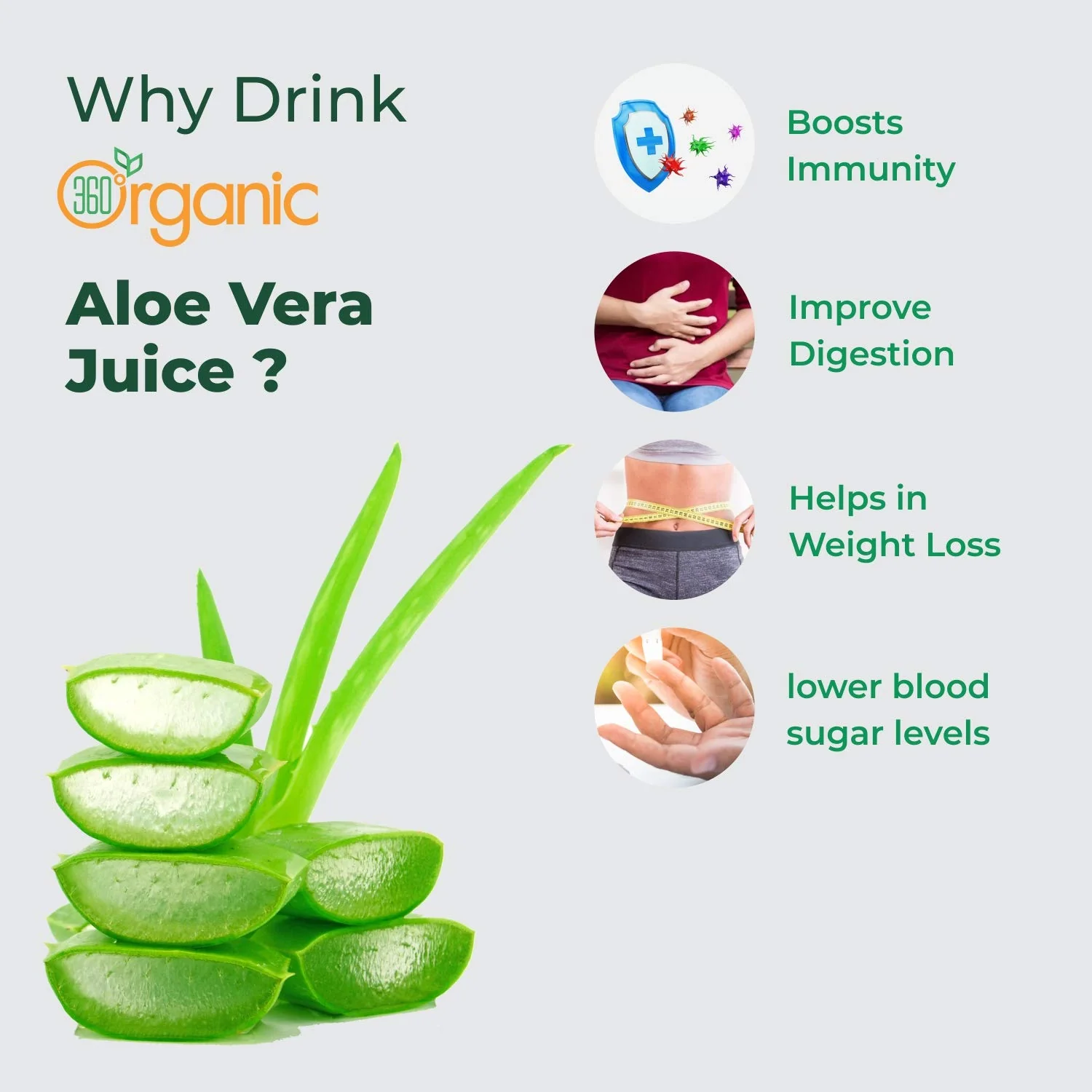 360 Degree Organic Aloe Vera Juice For Skin And Hair No Added Sugar, Rich In Vitamins, Minerals & Antioxidants | 500ml 1.1lbs - Image 3