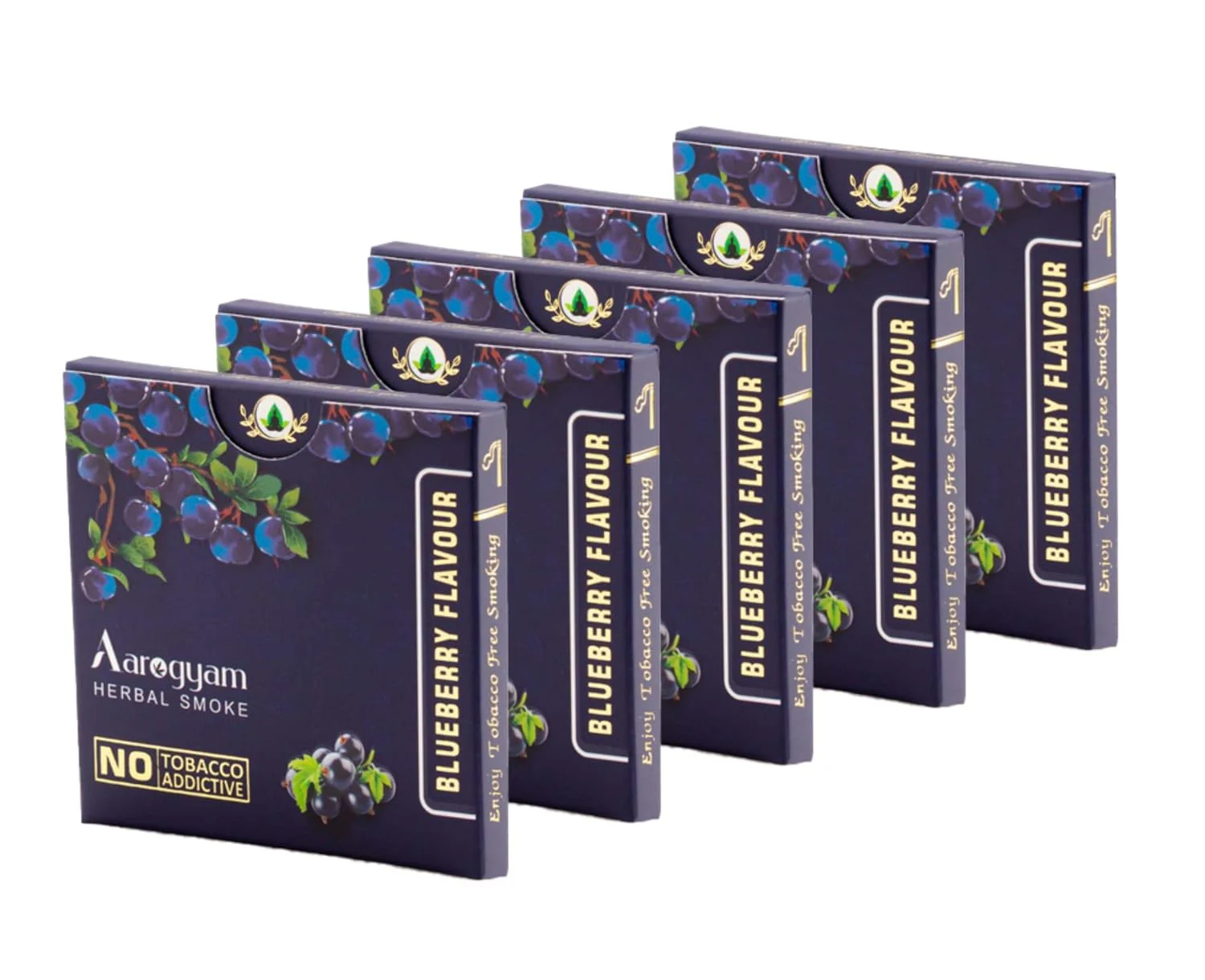 Aarogyam Herbals 100% Tobacco & Nicotine Free Cigarette For Relieve Stress & Mood Enhance Product For Smokers - 10 Sticks In Each Packet Blueberry Flavour, Pack Of 5 - Image 2