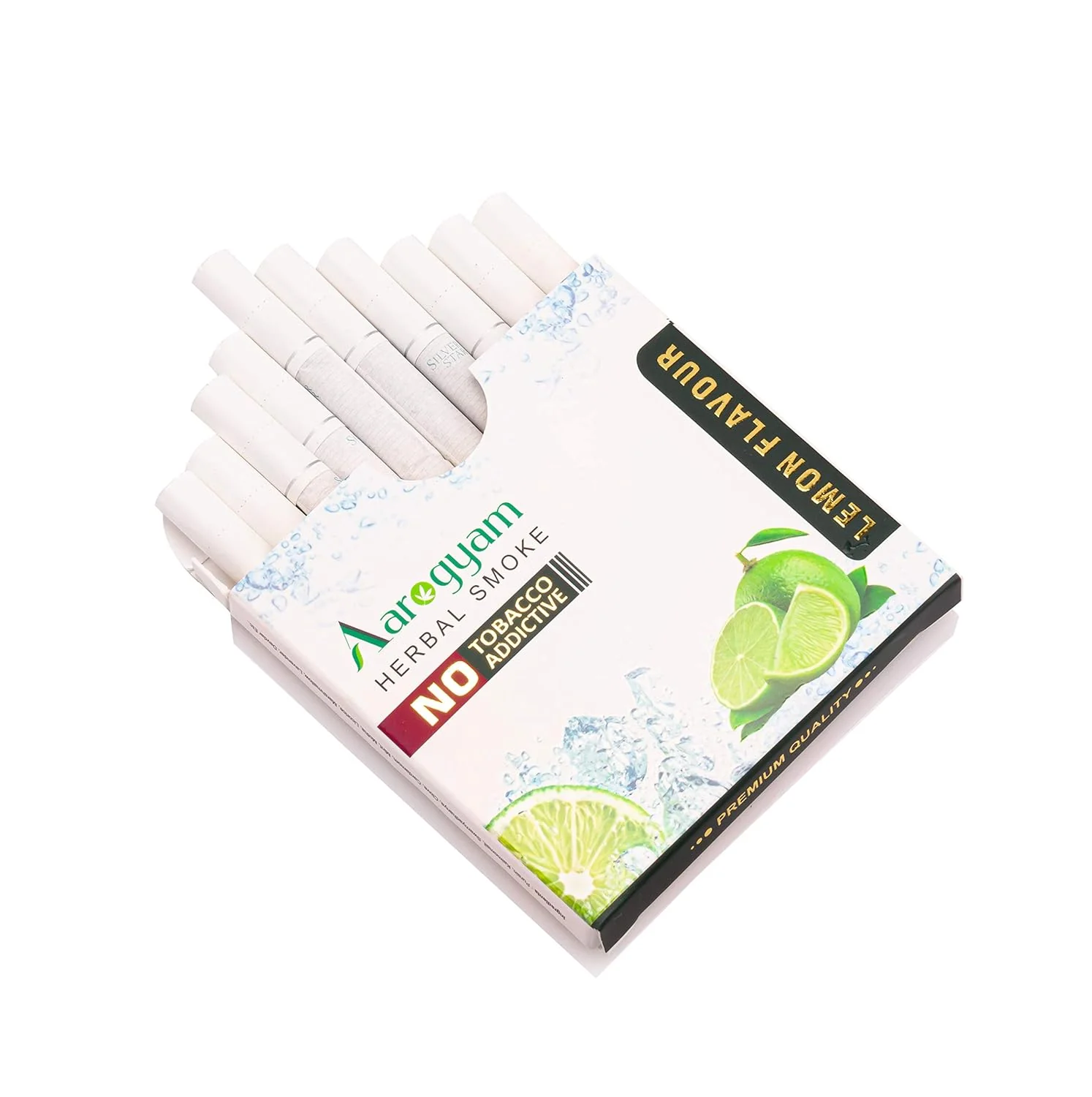 Aarogyam Herbals 100% Tobacco & Nicotine Free Cigarette For Relieve Stress & Mood Enhance Product For Smokers - 10 Sticks In Each Packet Lemon Flavour, Pack Of 1 - Image 3