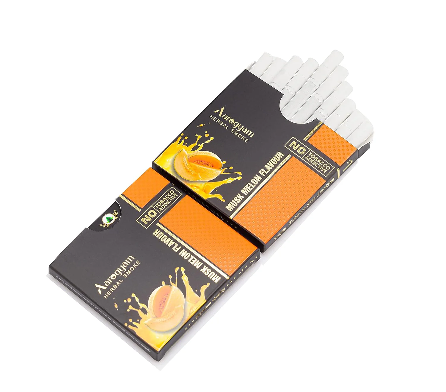 Aarogyam Herbals Cigarette 100% Tobacco & Nicotine Free Smoke, For Relieve Stress & Mood Enhance Of Smokers - 10 Sticks In Each Packet Muskmelon Flavour 2 Packets - Image 2