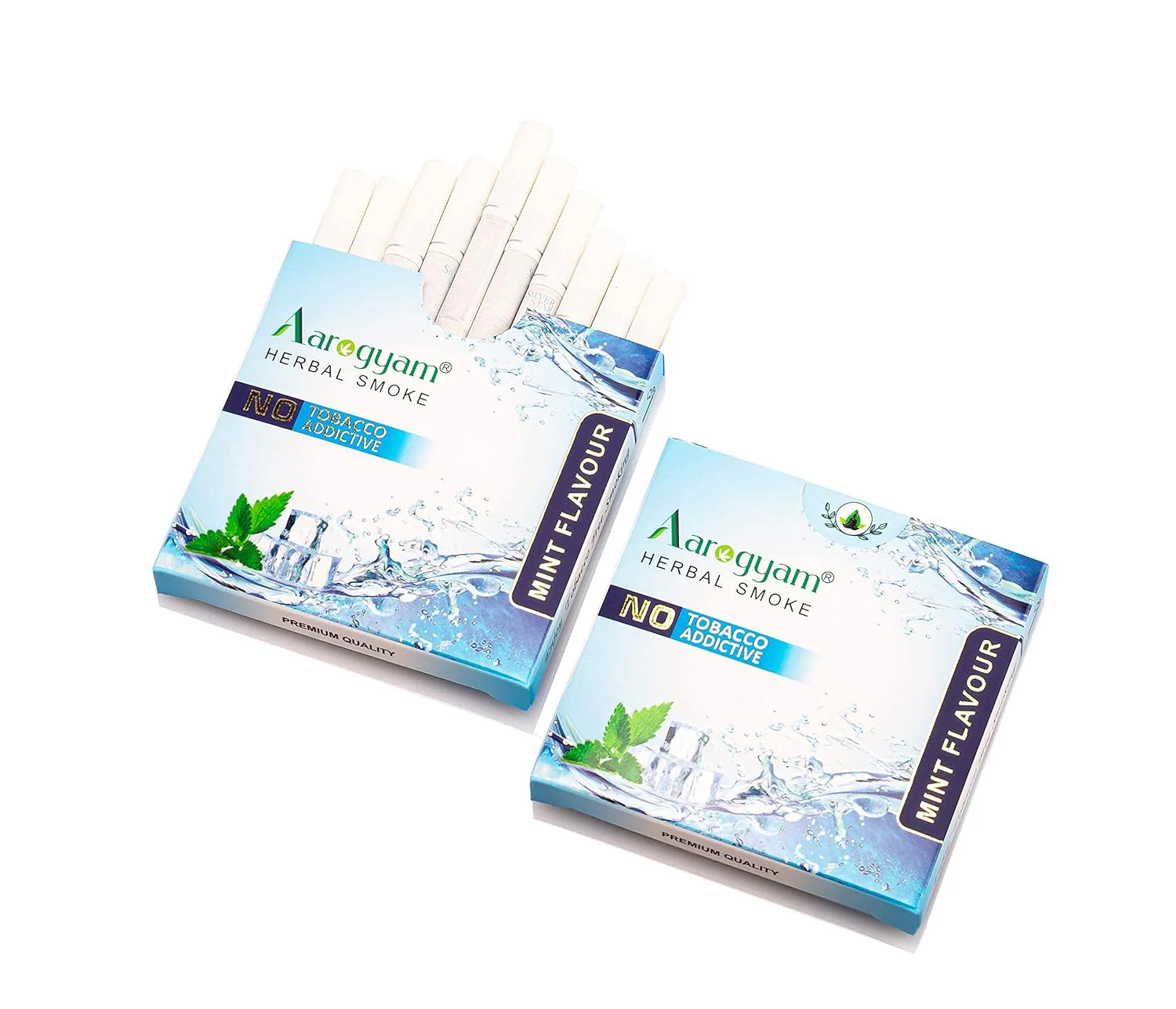 Aarogyam Herbals Cigarette 100% Tobacco & Nicotine Free Smoke, For Relieve Stress & Mood Enhance Product For Smokers - 10 Sticks In Each Packet Mint Flavour, 1 Packet - Image 4