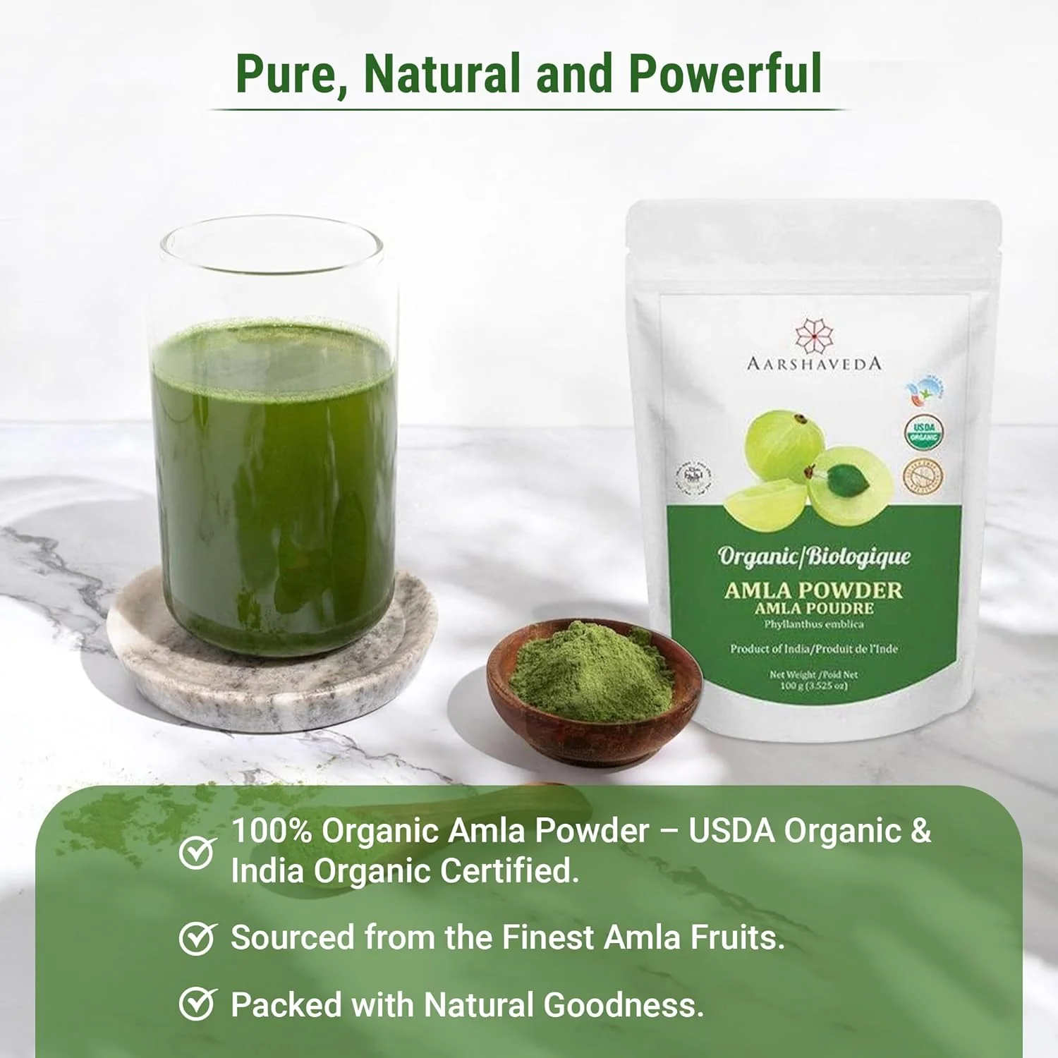 Aarshaveda Organic Amla Powder 100% Pure & Natural Promotes Hair Growth & Skin Care Scalp Treatment With Vitamin C, Healthy Hair Nourishment No Preservatives | 200gm 0.4lbs - Image 2