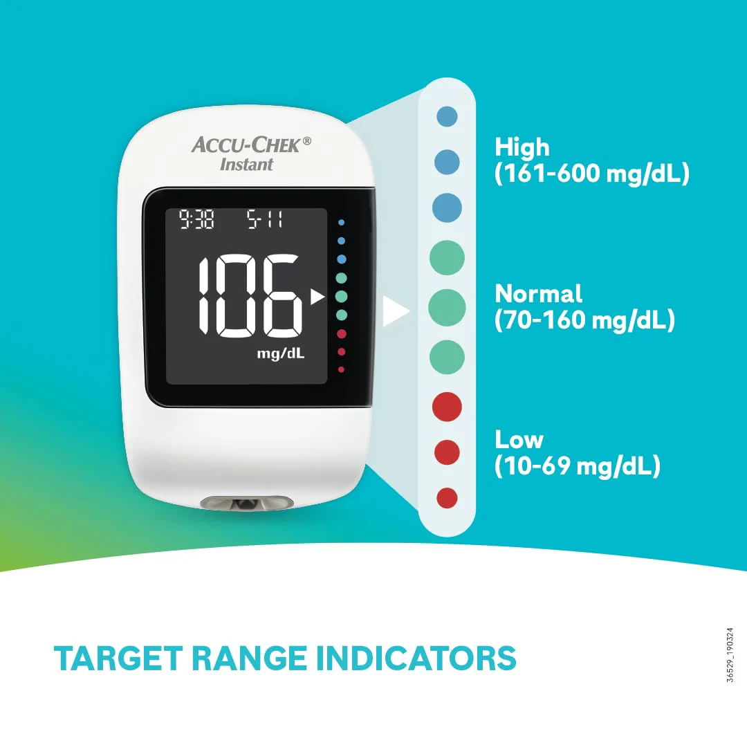Accu-Chek Instant Blood Glucose Glucometer (with Bluetooth) with Vial of 10 Strips, 10 Lancets and a Lancing Device FREE for Accurate Blood Sugar Testing - Image 3