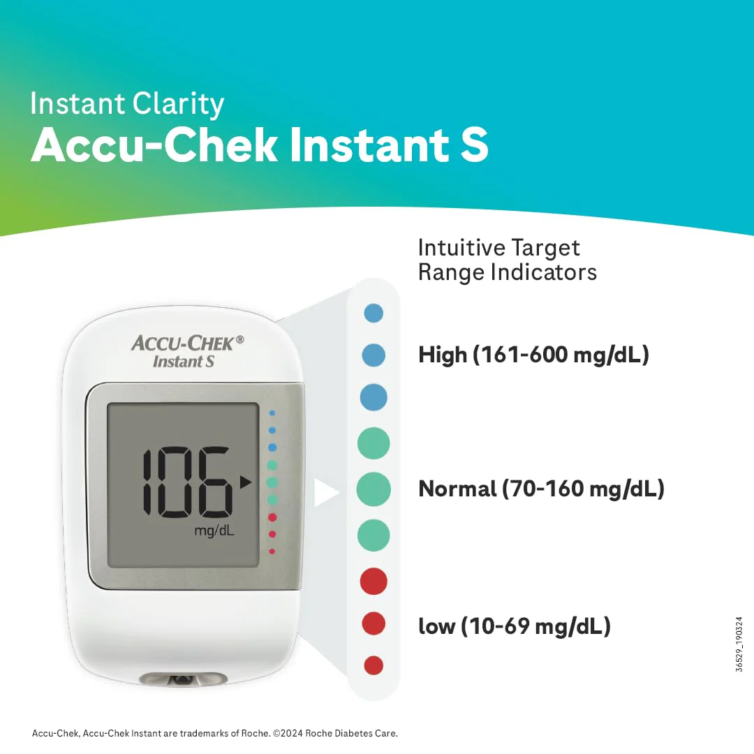Accu-Chek Instant S Blood Glucose Glucometer Kit with Vial of (10 Strips) 10 Lancets and a Lancing device FREE for Accurate Blood Sugar Testing - Image 3