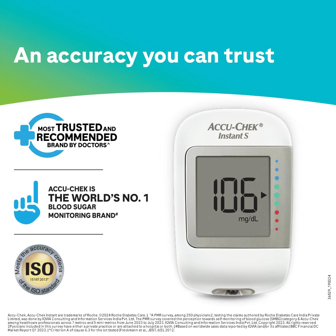 Accu-Chek Instant S Blood Glucose Glucometer Kit with Vial of (10 Strips) 10 Lancets and a Lancing device FREE for Accurate Blood Sugar Testing - Image 4