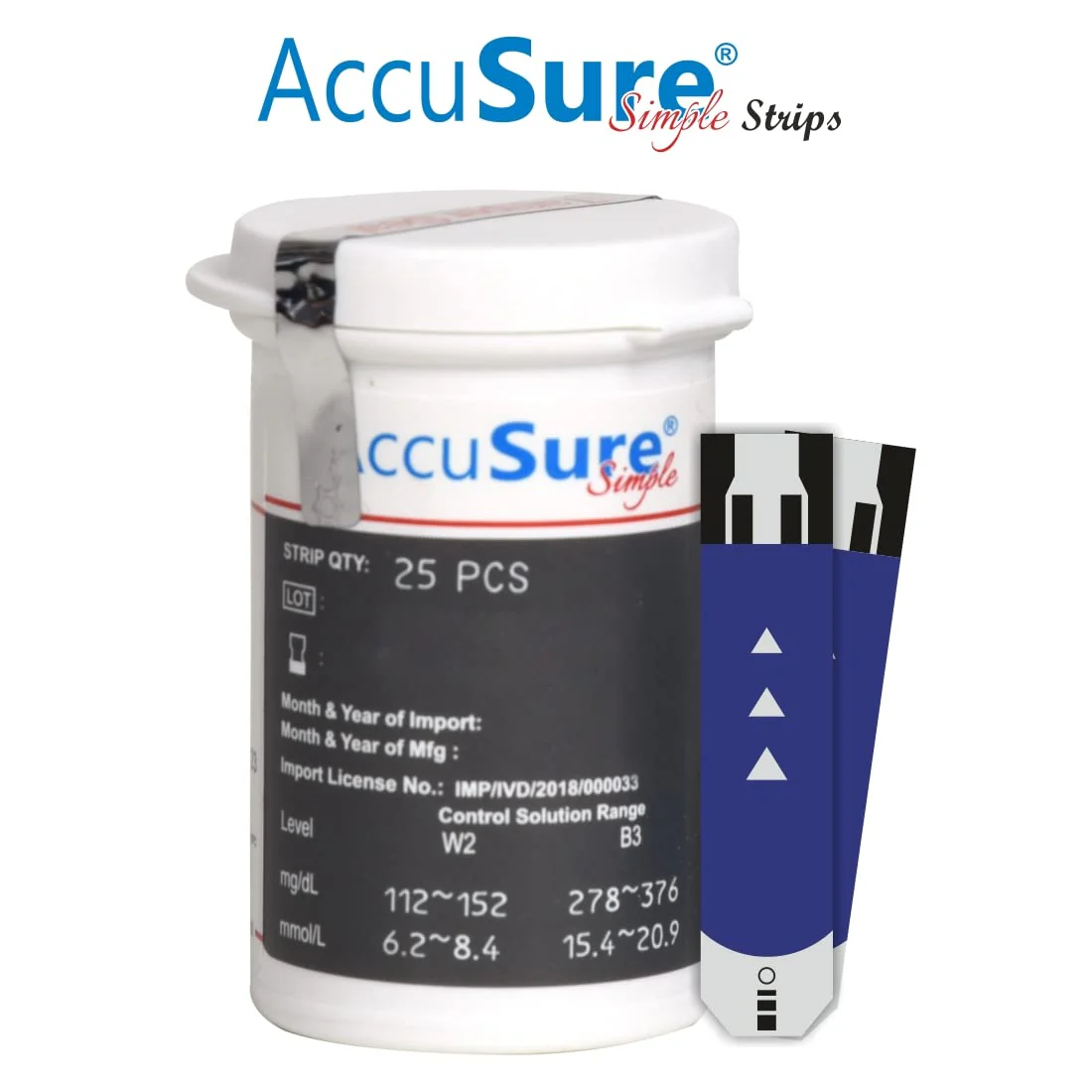 AccuSure Simple Blood Glucose Test Strip - 25 Strips - Image 2