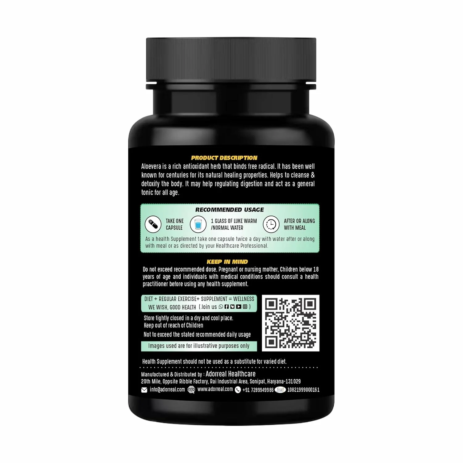 Adorreal Aloevera Extract Capsules, Weight Management, Boosts Digestion, Skin Health Support, Antioxidant Properties, Immunity Booster | 60 Capsules, 100gm 0.2lbs - Image 5