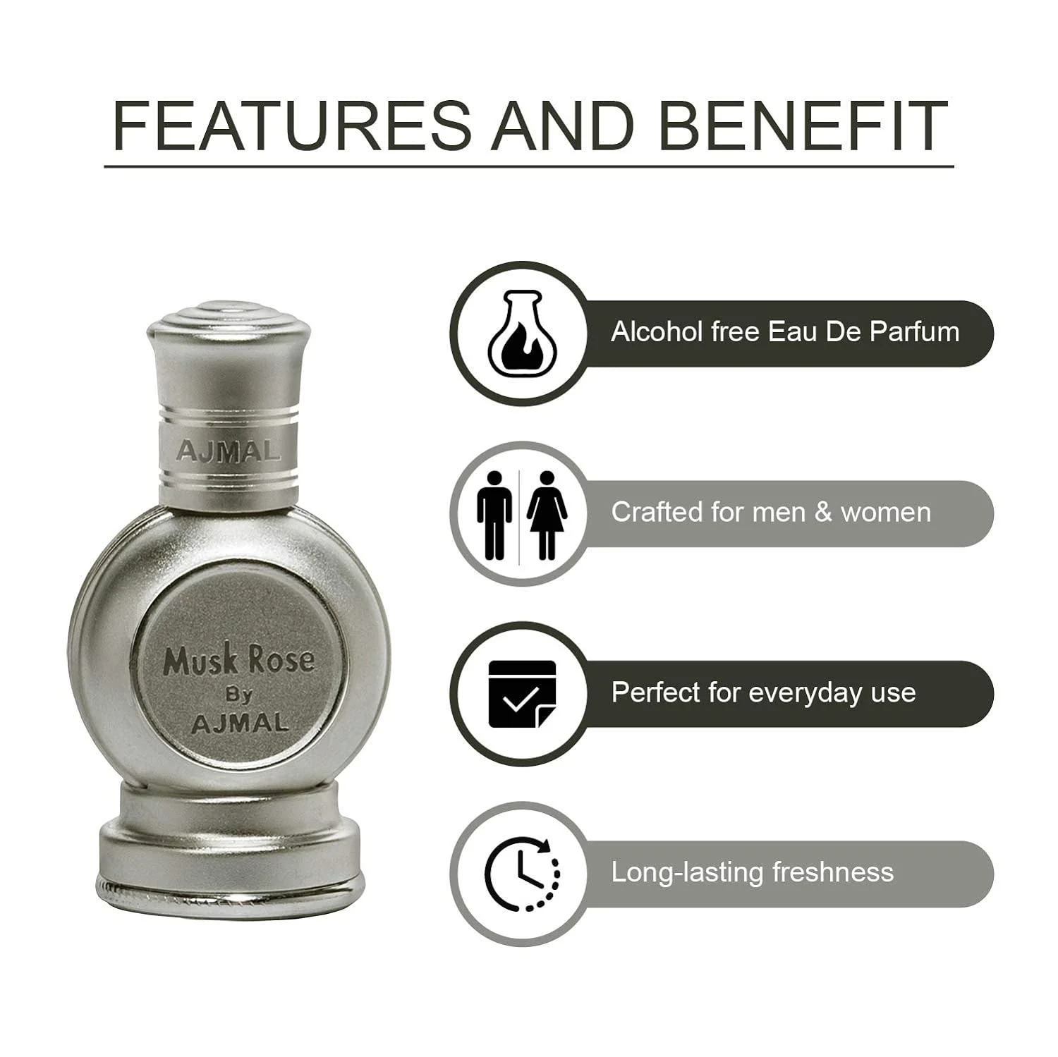 Ajmal Asher And Musk Rose Concentrated Perfume Oil Oriental & Floral Non-alcoholic Attar For Unisex 12ml 0.4 Fl.oz. Each Pack Of 2 - Image 6