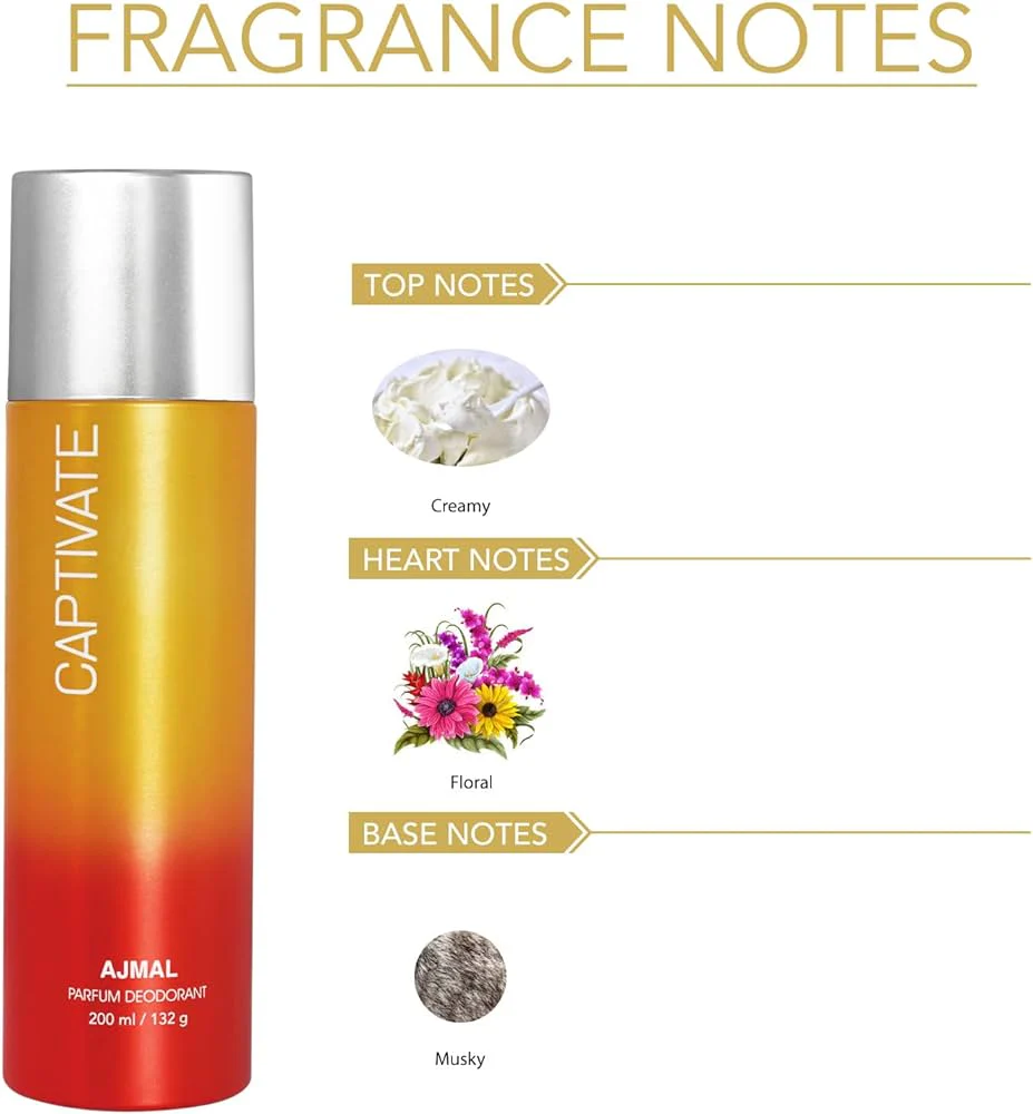 Ajmal Captivate & Persuade Deodrant 200ml 6.7 Fl.oz. Each X2 + Prose Eau De Parfum 50ml 1.6 Fl.oz. For Unisex | Combo Of 3 - Image 2