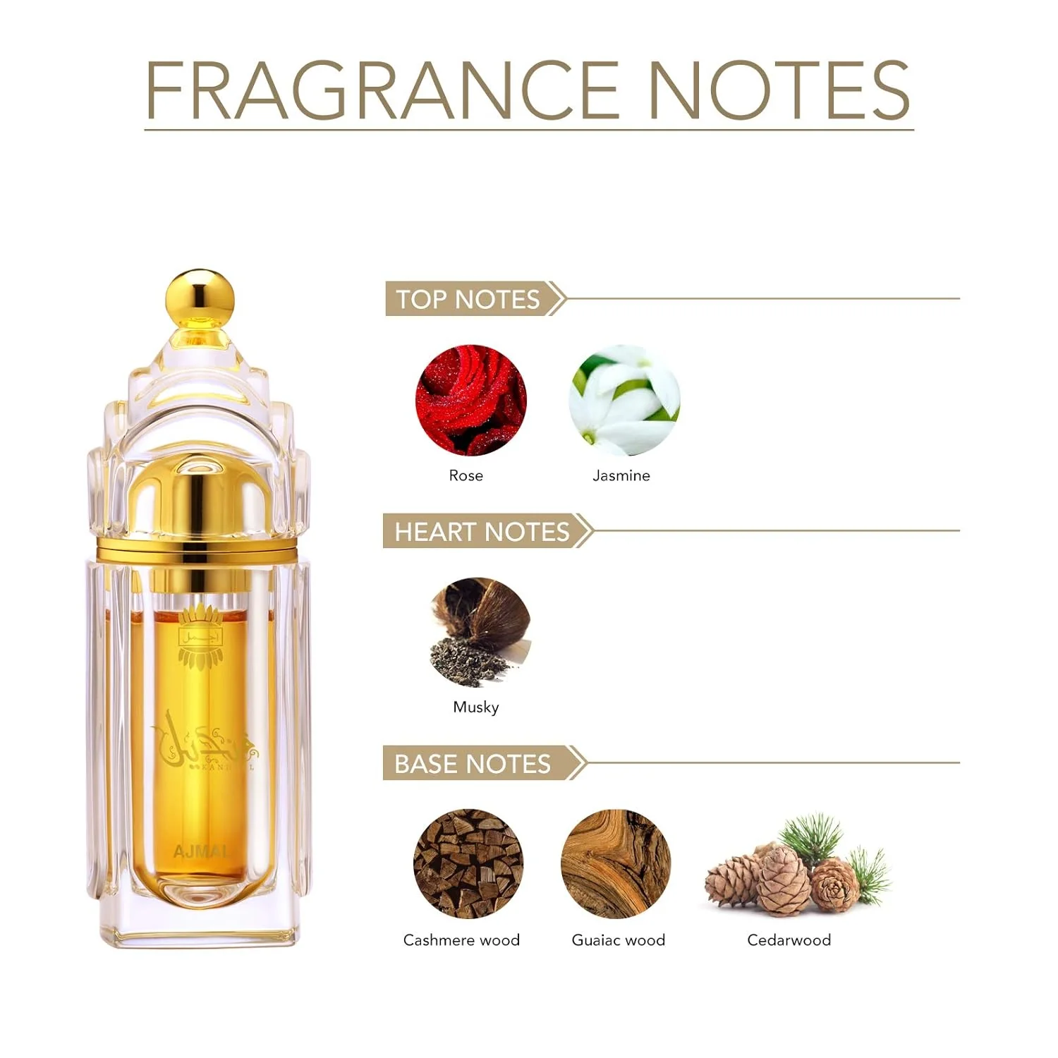 Ajmal Kandeel Concentrated Floral Perfume 12ml 0.4 Fl.oz. Free From Alcohol | For Unisex - Image 3